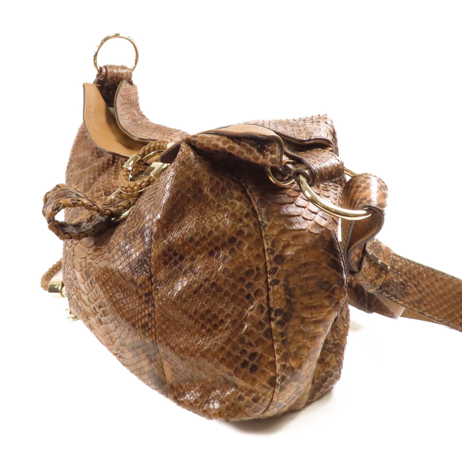 GUCCI 蛇皮皮革銀扣手挽肩背兩用袋