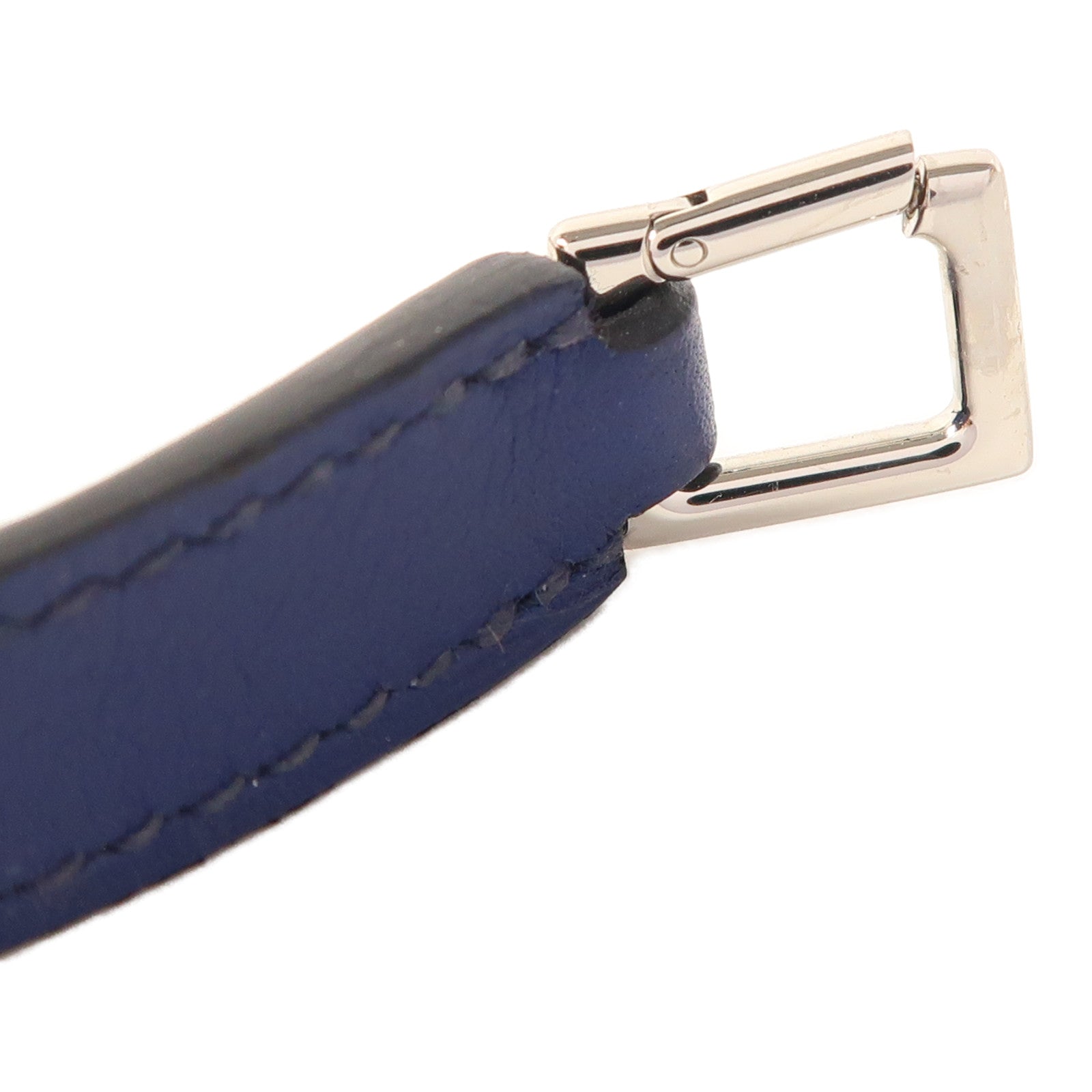 HERMES Swift皮革Rivale Double Tour手鐲Bleu Saphir