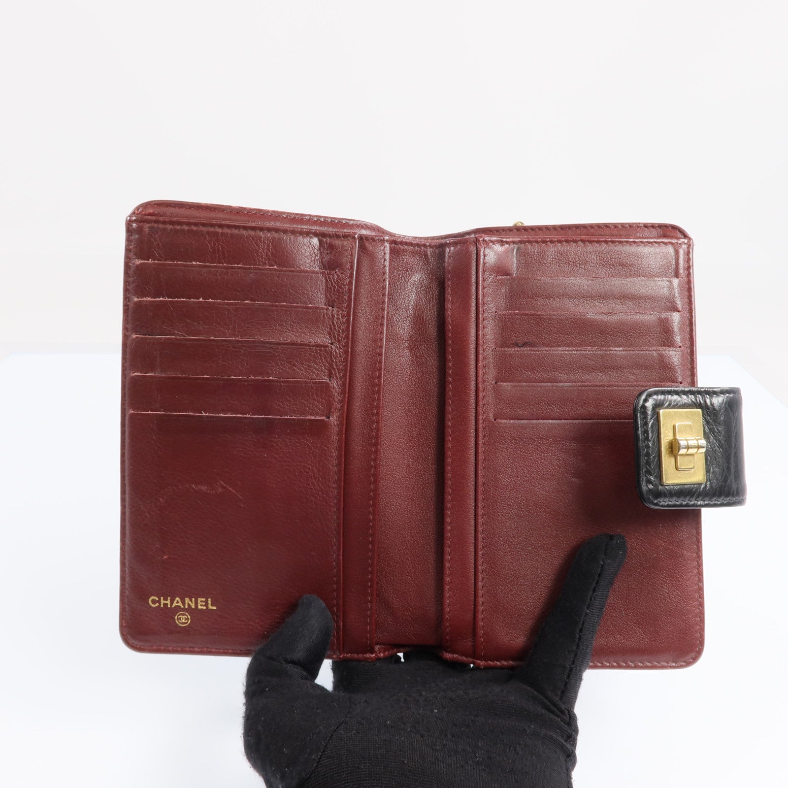 CHANEL 牛皮皮革2.55Wallet金扣錢包