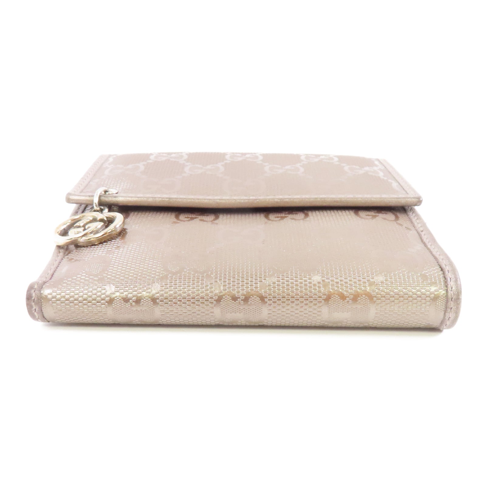 GUCCI 塗層帆布GG Imprime Wallet銀扣錢包銅色