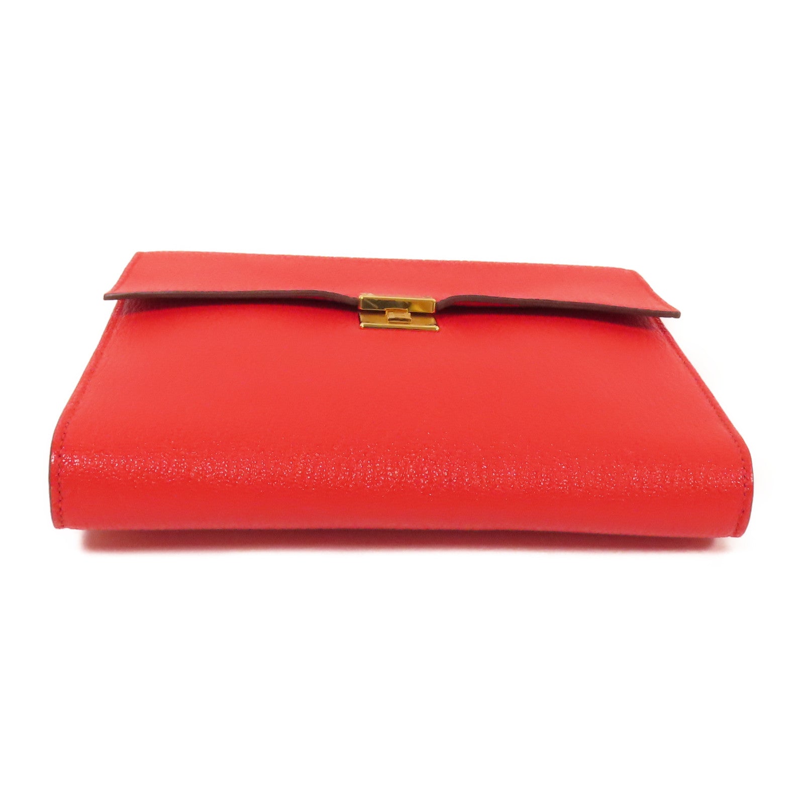 HERMES Chevre皮革Clic 16金扣肩背袋Rouge De Coeur