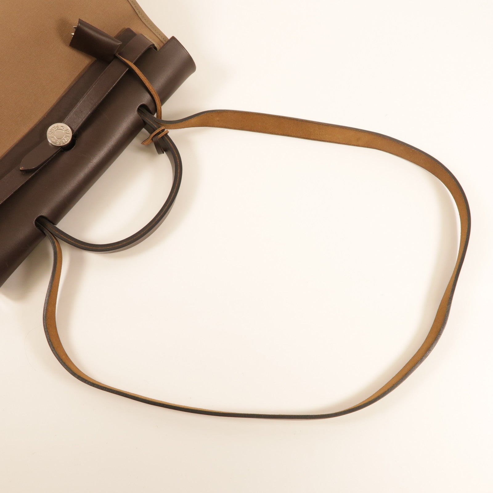 HERMES 帆布Herbag PM 手挽肩背兩用袋Etoupe