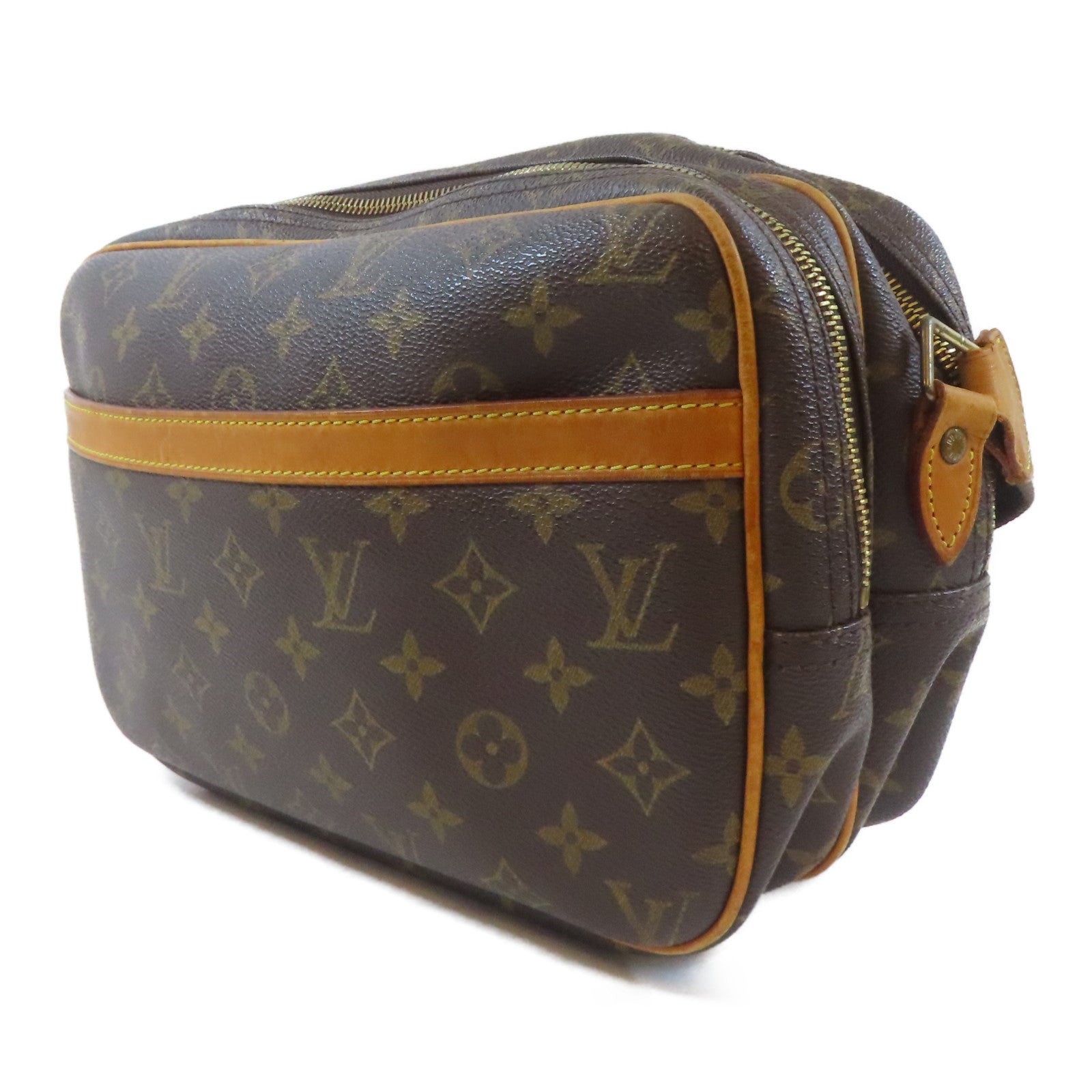 LOUIS VUITTON Monogram Reporter PM金扣肩背袋啡色