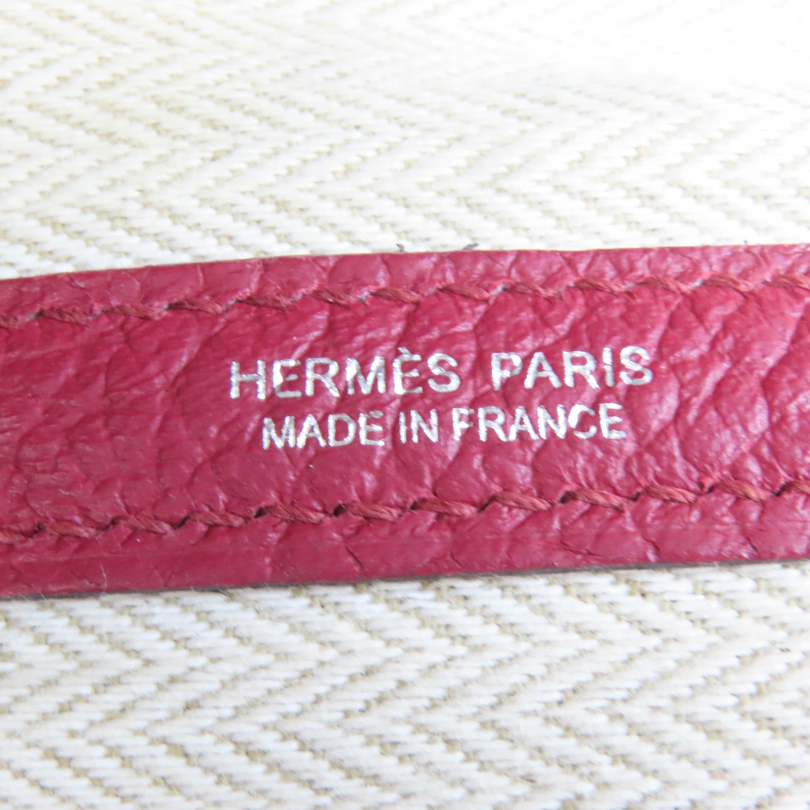 HERMES Country皮革Garden Party PM銀扣手挽袋紅色