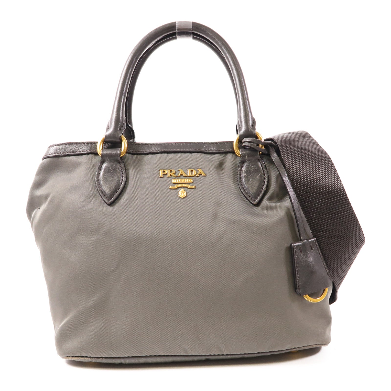 PRADA 帆布2 Way Shoulder金扣手挽肩背兩用袋
