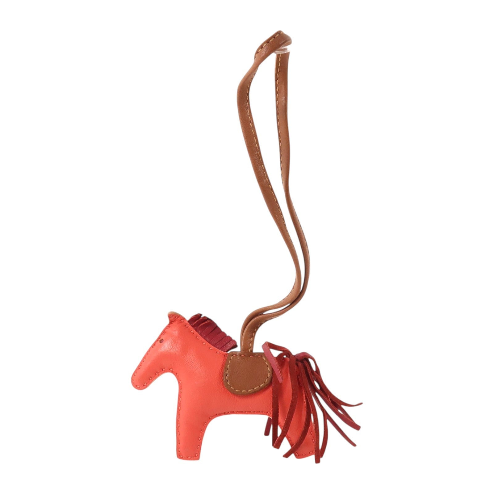 HERMES Milo皮革Rodeo PM掛飾Jaipur/Grenat/Fauve