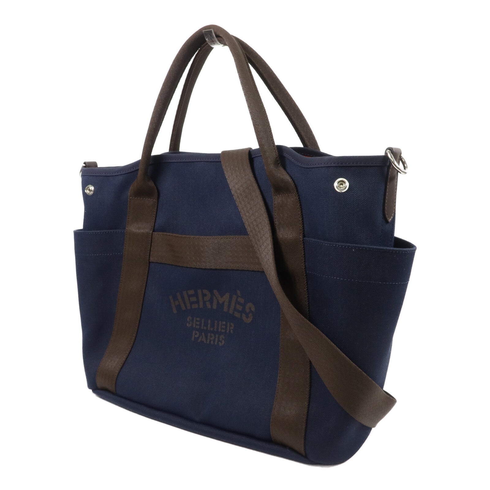 HERMES 帆布Grooming Bag手挽肩背兩用袋