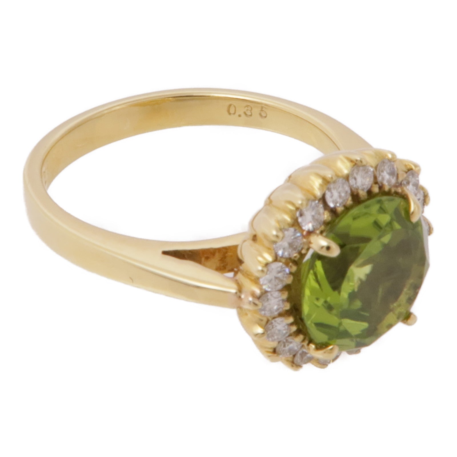 JEWELRY 18K黃金Peridot/Diamond Ring橄欖石/鑽石戒指US#4.75