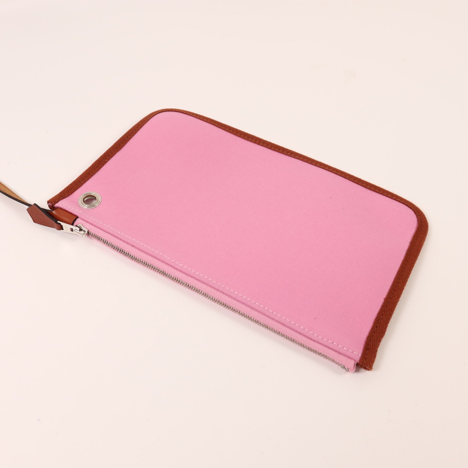 HERMES 【激減優惠】帆布Herbag PM銀扣手挽肩背兩用袋Rose Azalee