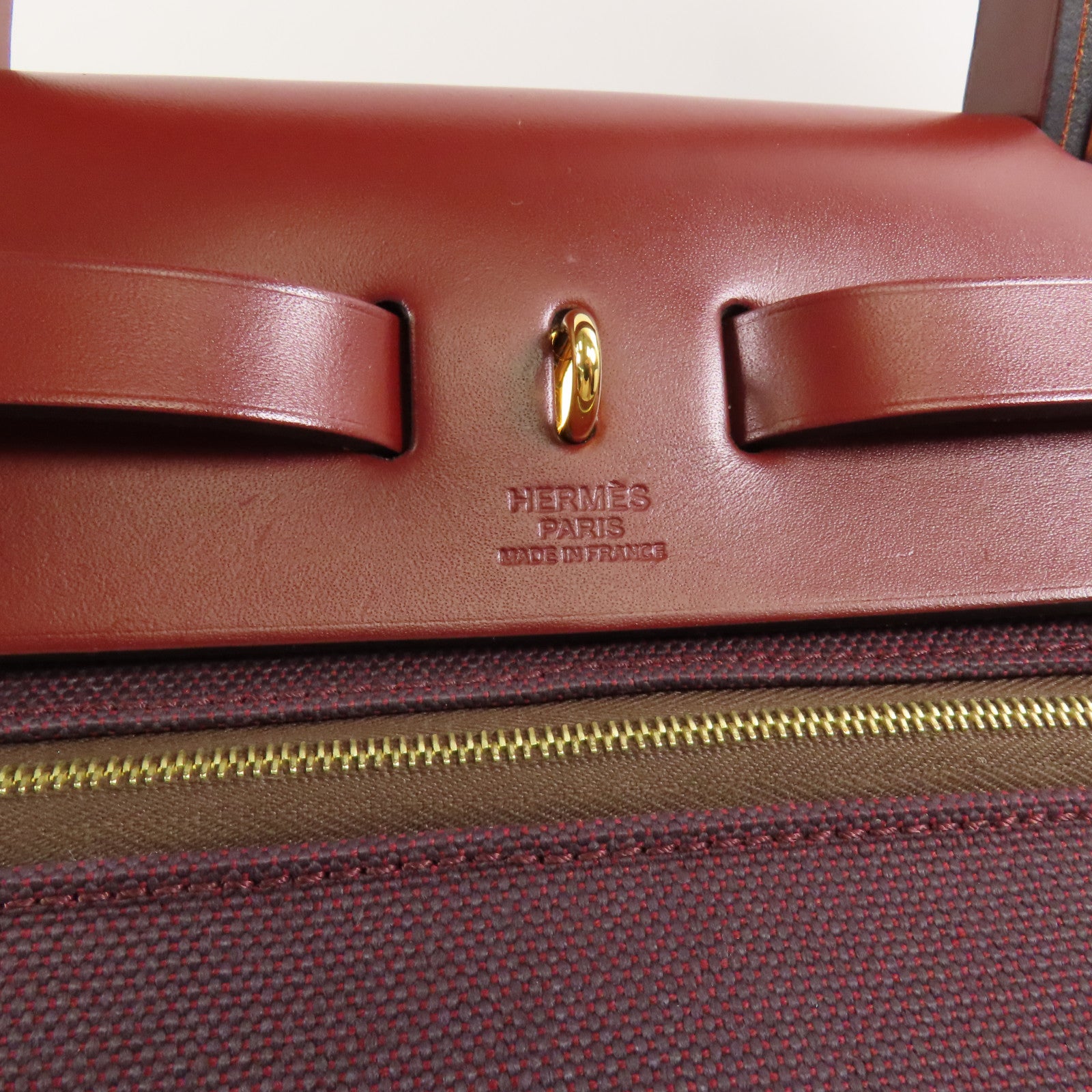 HERMES 帆布Herbag PM手挽肩背兩用袋Rouge Sellier