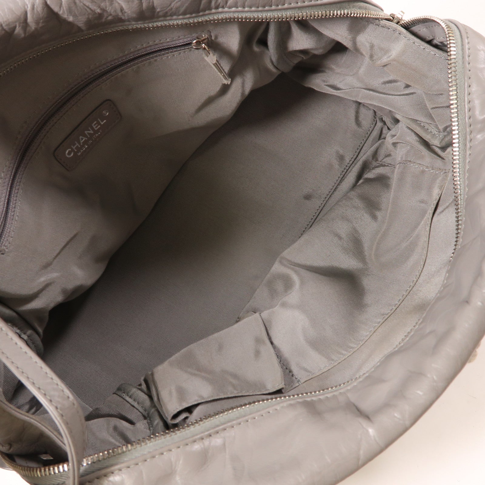 CHANEL 牛皮皮革Chain Shoulder銀扣鏈帶肩背袋