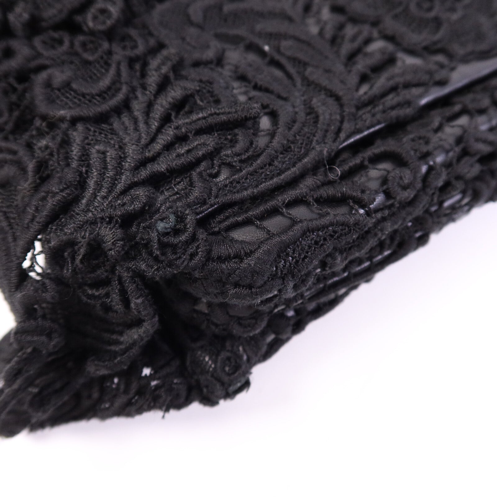 PRADA 針織布料/羊皮皮革Guipure Lace Shoulder Bag肩背袋