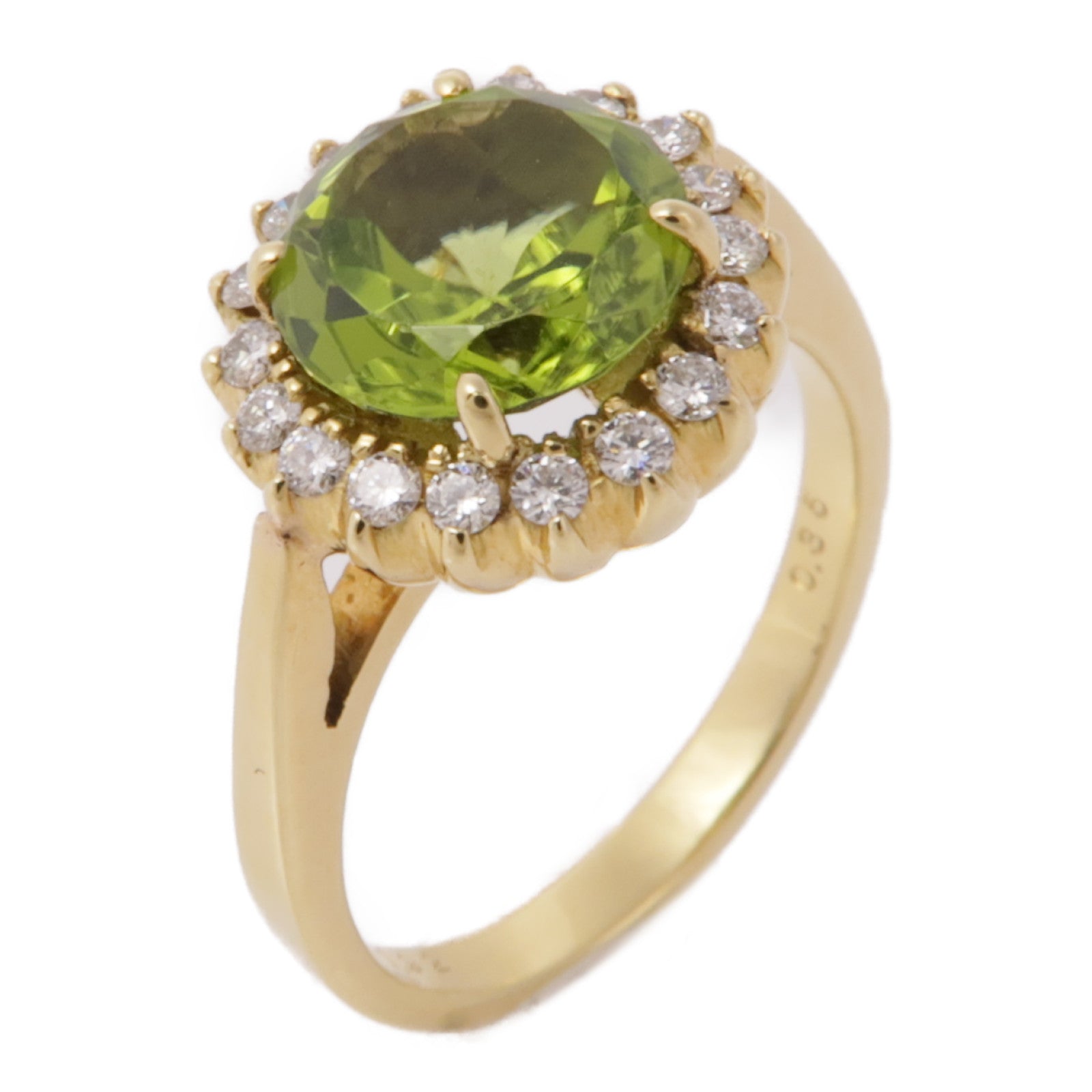 JEWELRY 18K黃金Peridot/Diamond Ring橄欖石/鑽石戒指US#4.75