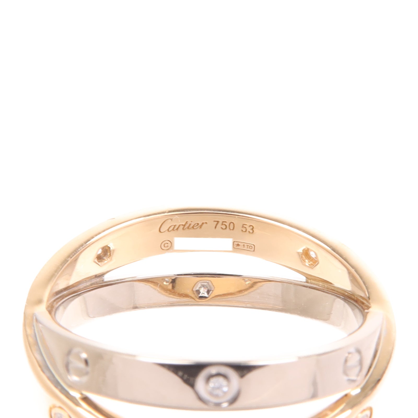 CARTIER 18K白金/玫瑰金Diamond Love Ring鑽石戒指Cartier#53/US#7