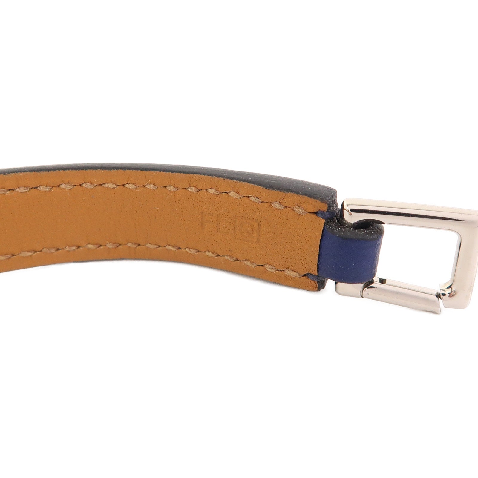 HERMES 【激減優惠】Swift皮革Rivale Double Tour手鐲Bleu Saphir