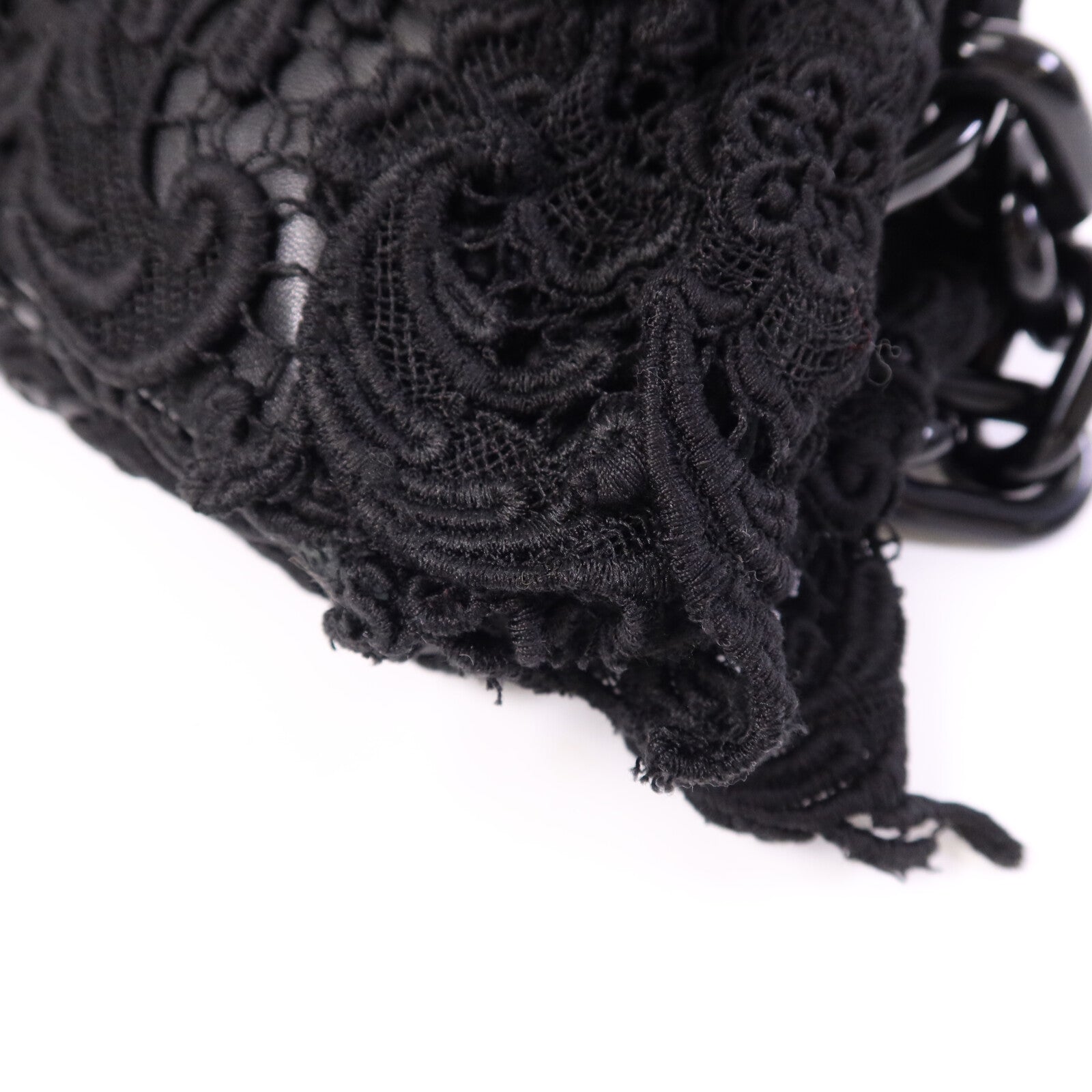 PRADA 針織布料/羊皮皮革Guipure Lace Shoulder Bag肩背袋