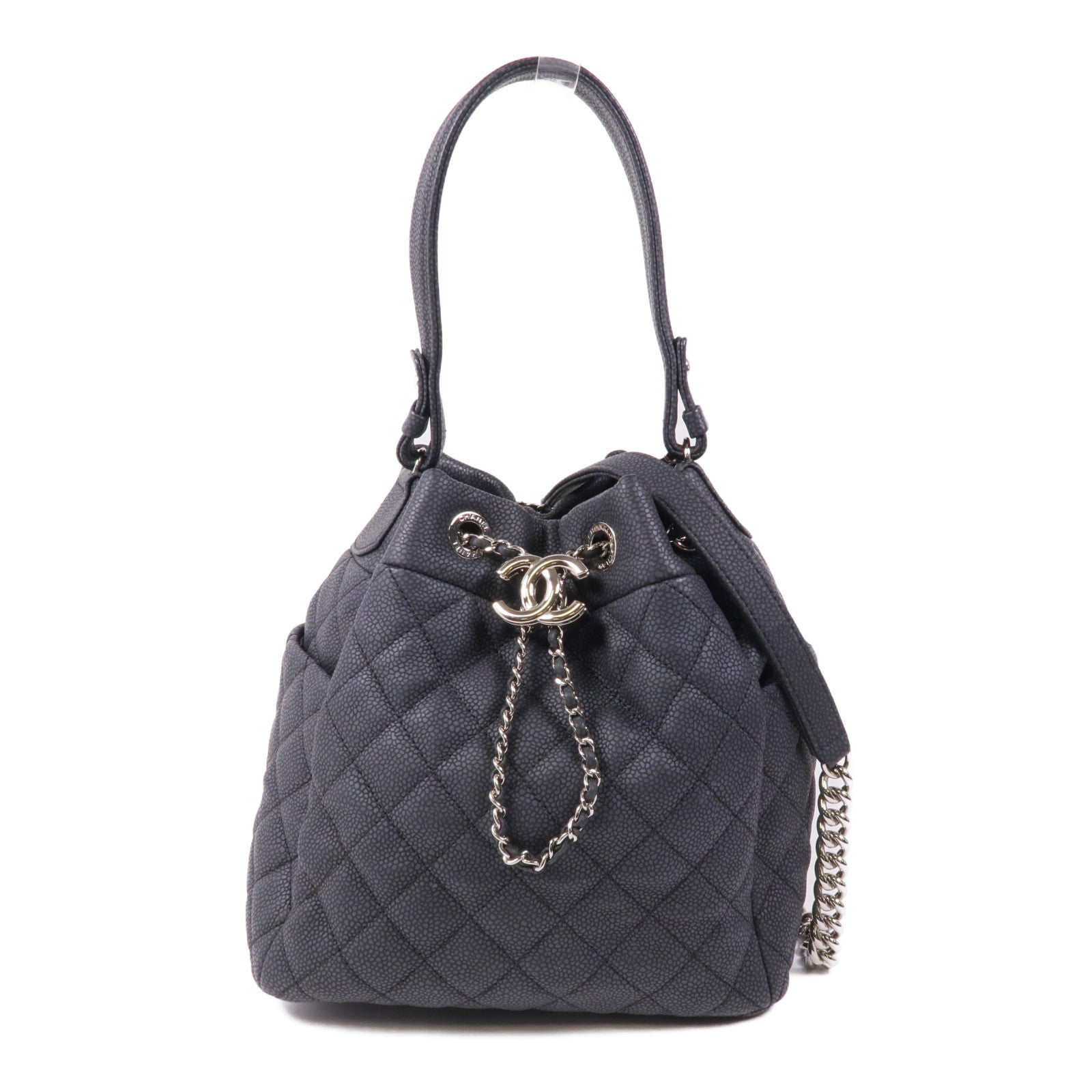 CHANEL 牛皮皮革Chain Shoulder銀扣鏈帶肩背袋