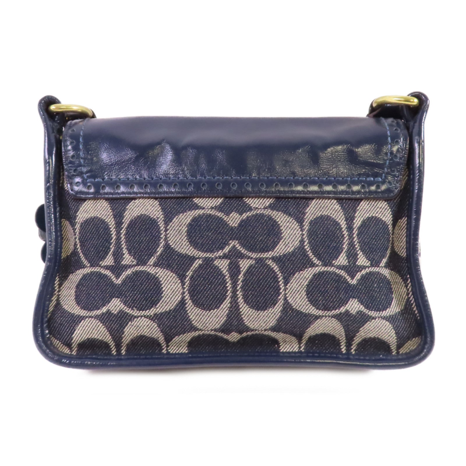 COACH 帆布Shoulder Bag金扣肩背袋藍色