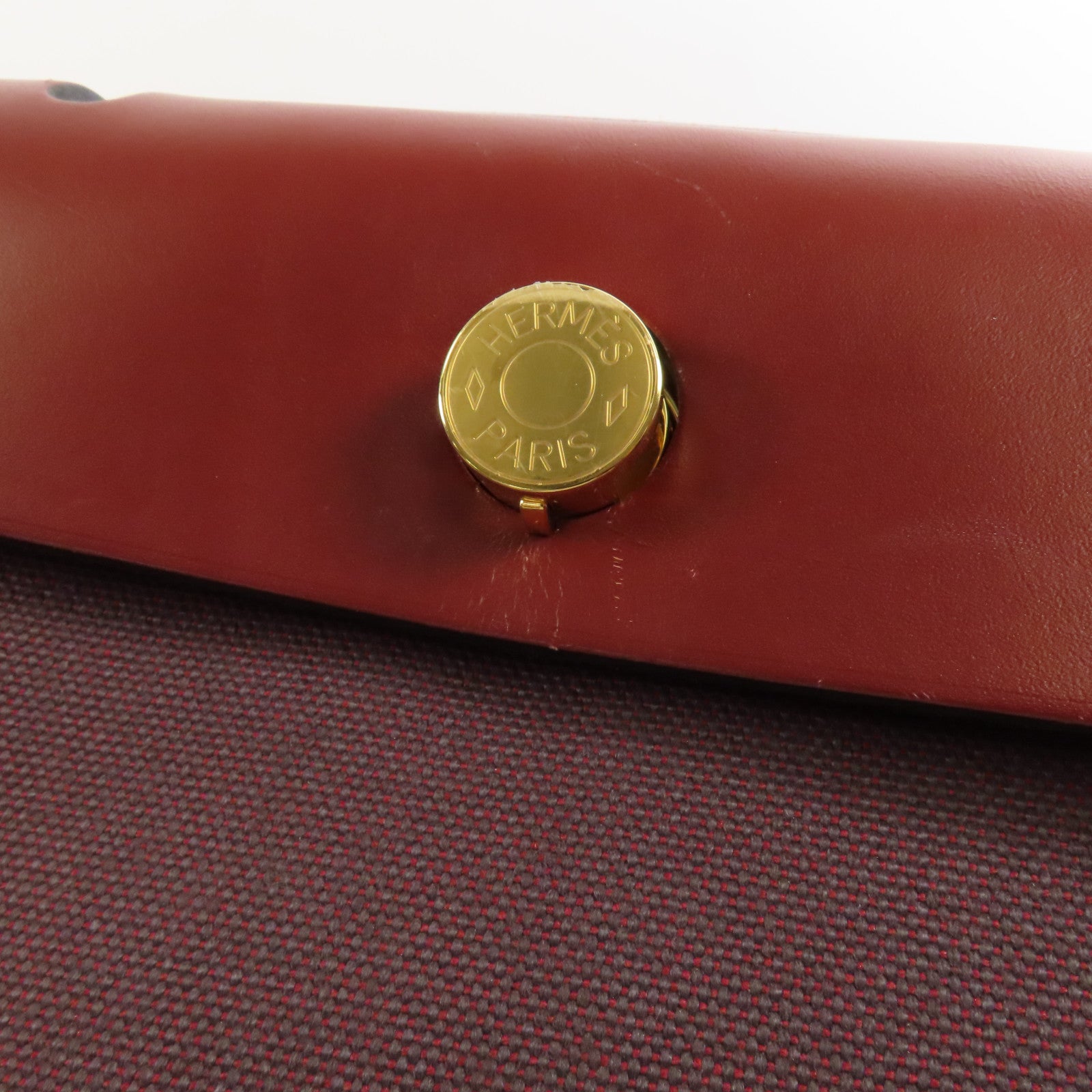 HERMES 帆布Herbag PM手挽肩背兩用袋Rouge Sellier