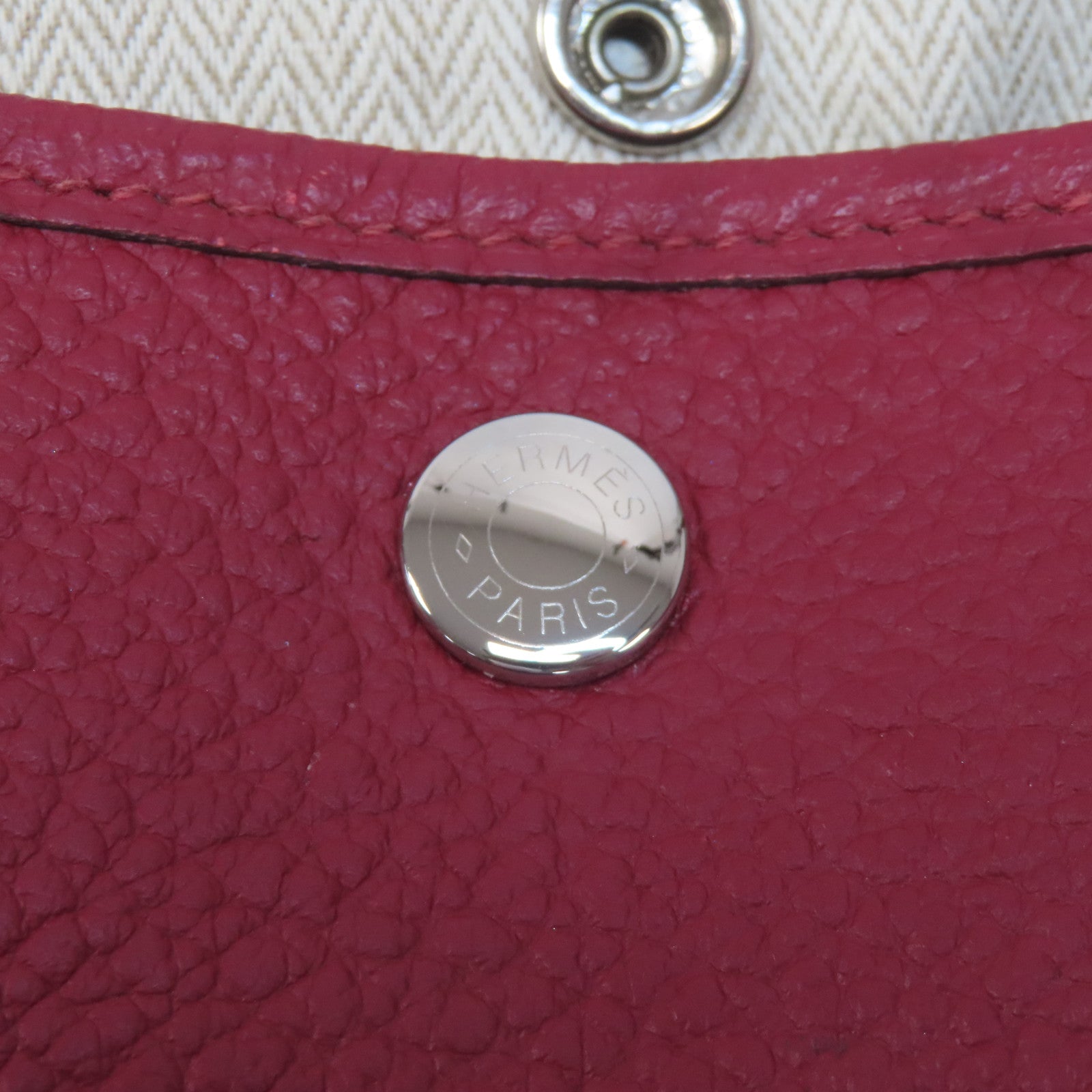 HERMES Country皮革Garden Party PM銀扣手挽袋紅色