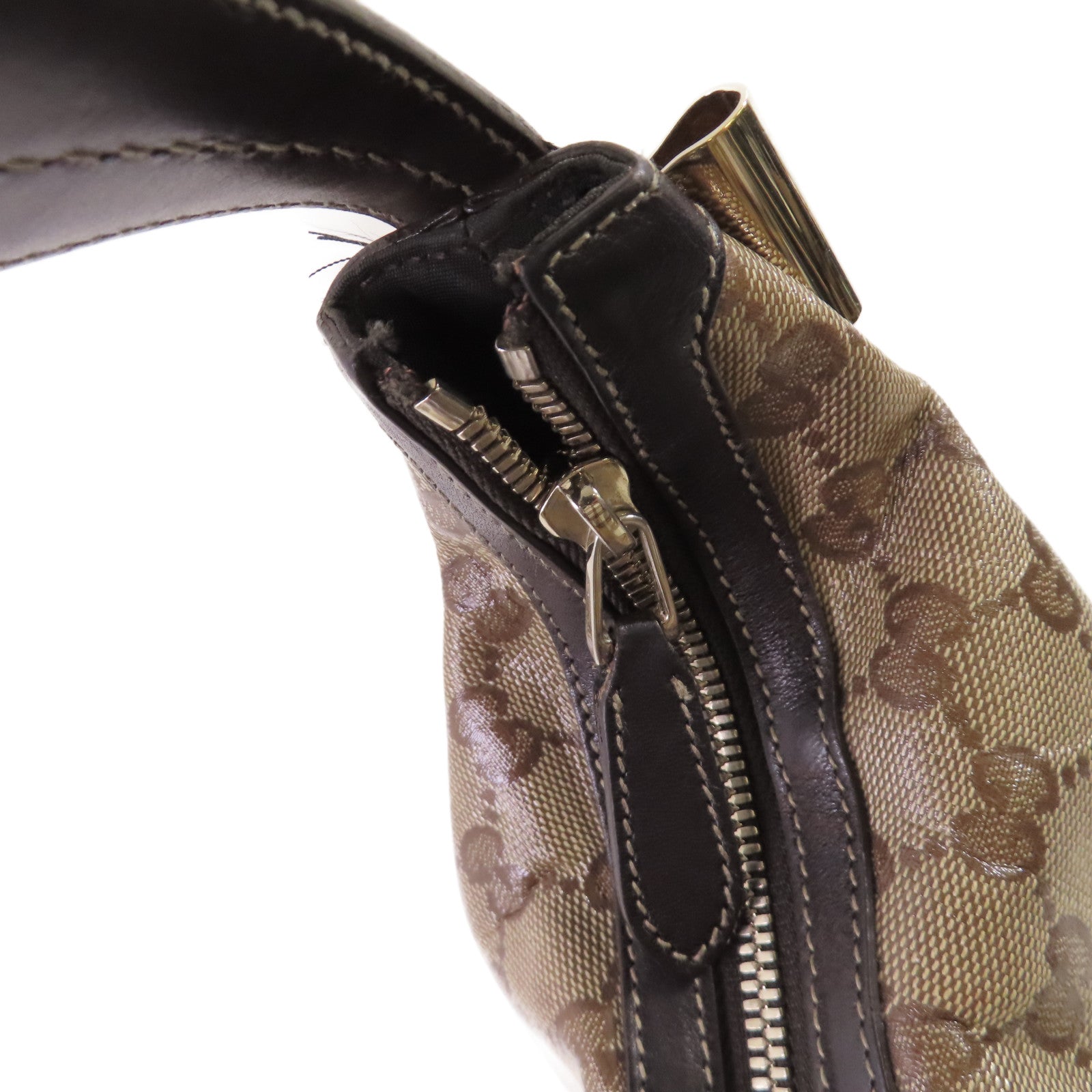 GUCCI 【激減優惠】塗層帆布Duchessa Shoulder Bag金扣肩背袋啡色