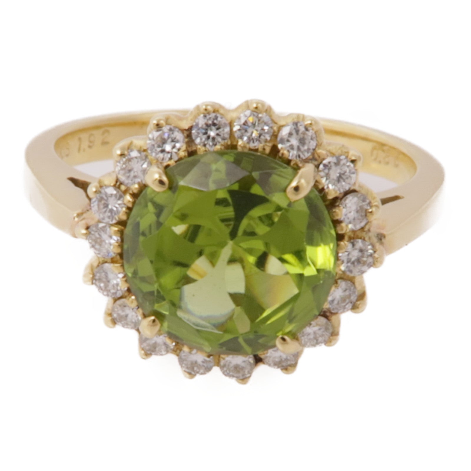 JEWELRY 18K黃金Peridot/Diamond Ring橄欖石/鑽石戒指US#4.75