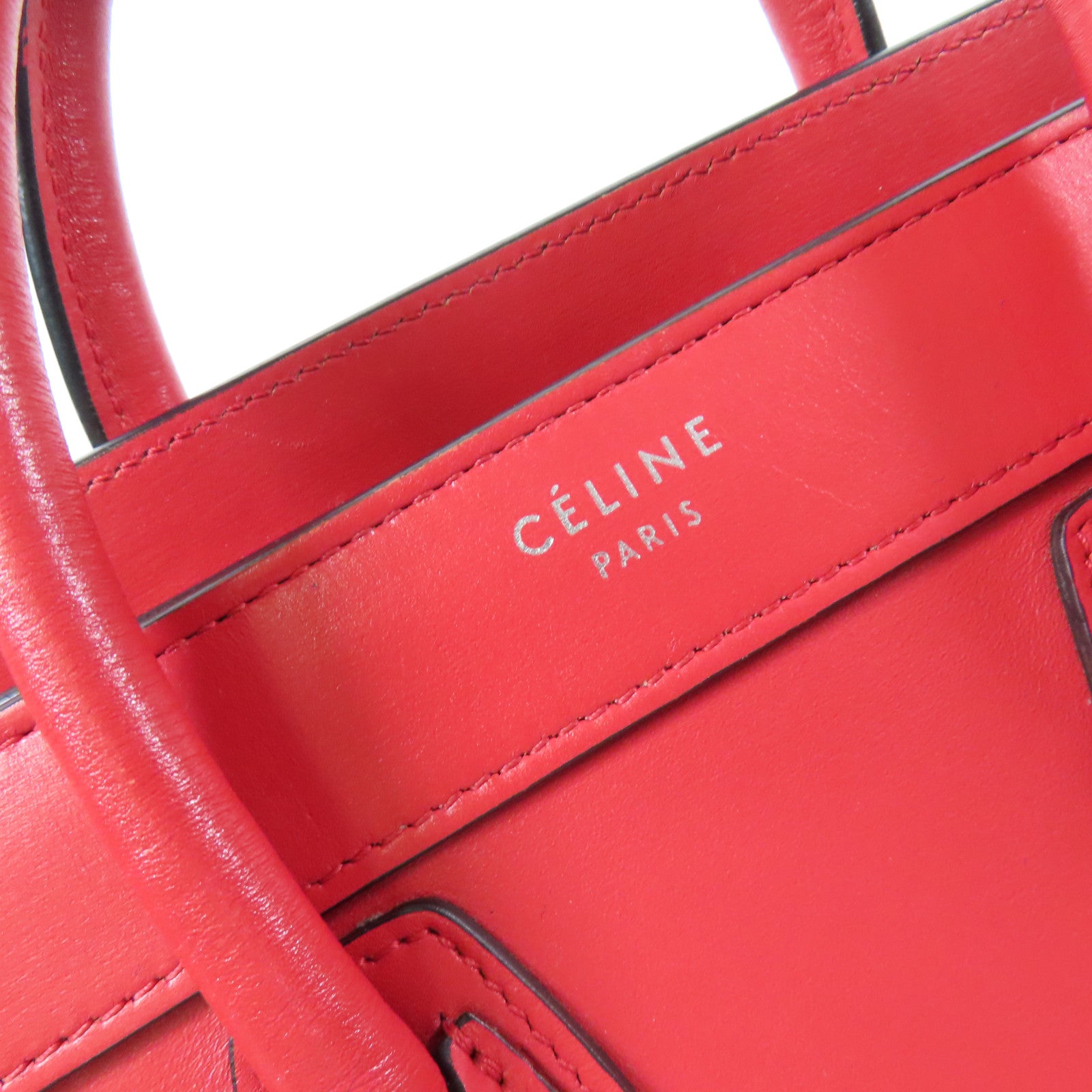 CELINE 牛皮皮革Nano Luggage銀扣手挽肩背兩用袋