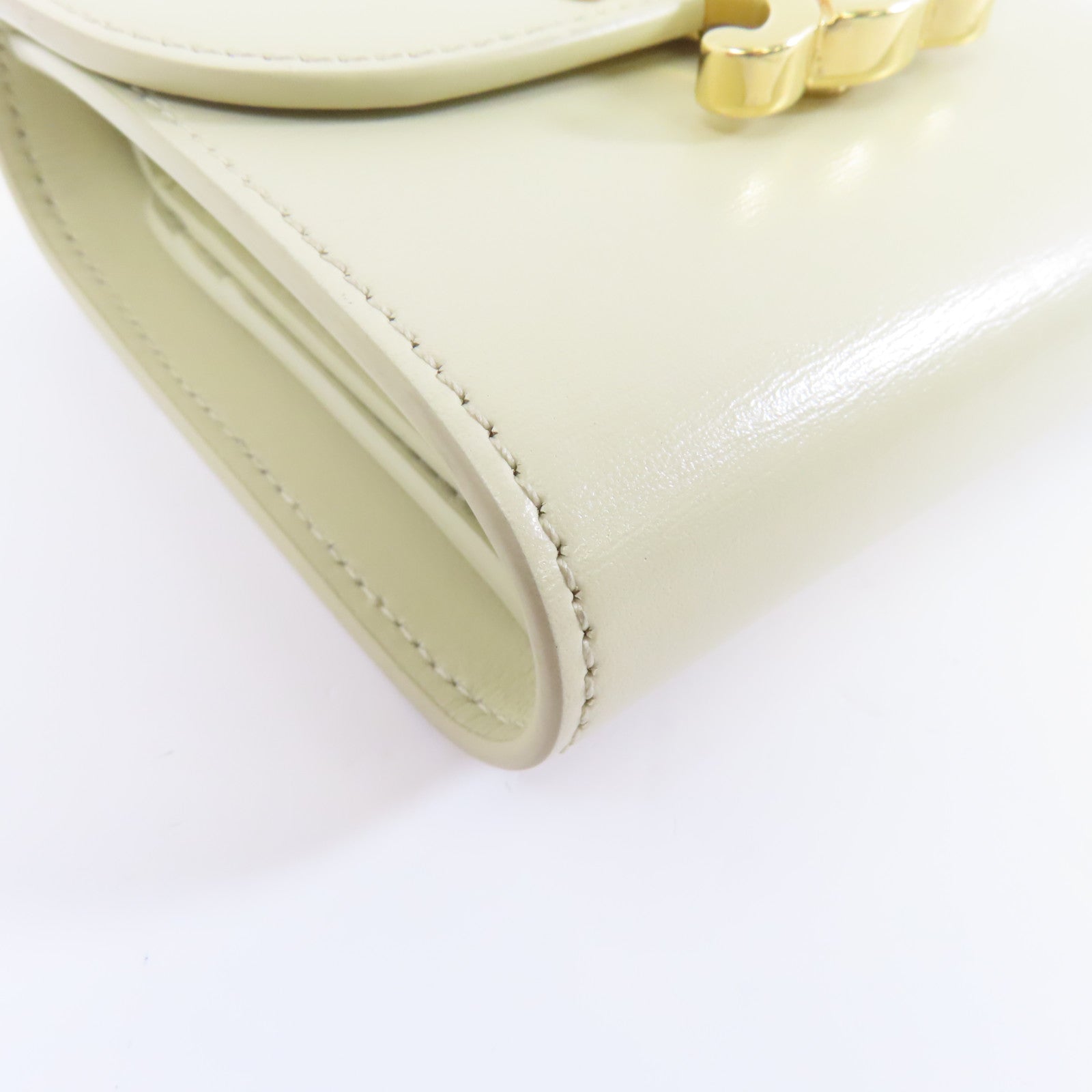 CELINE 牛皮皮革Wallet金扣錢包米色