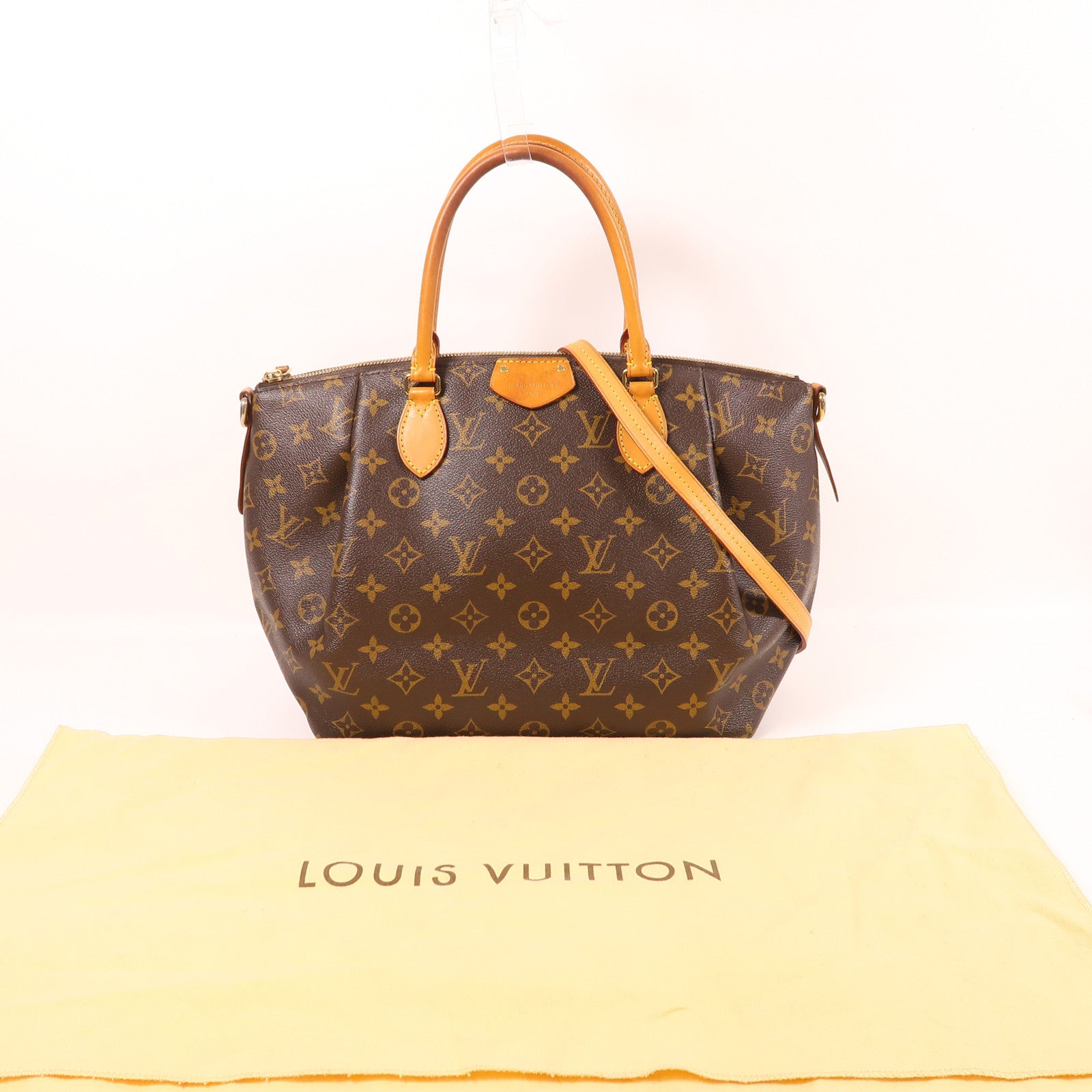 LOUIS VUITTON Monogram Turenne MM金扣手挽肩背兩用袋棕色