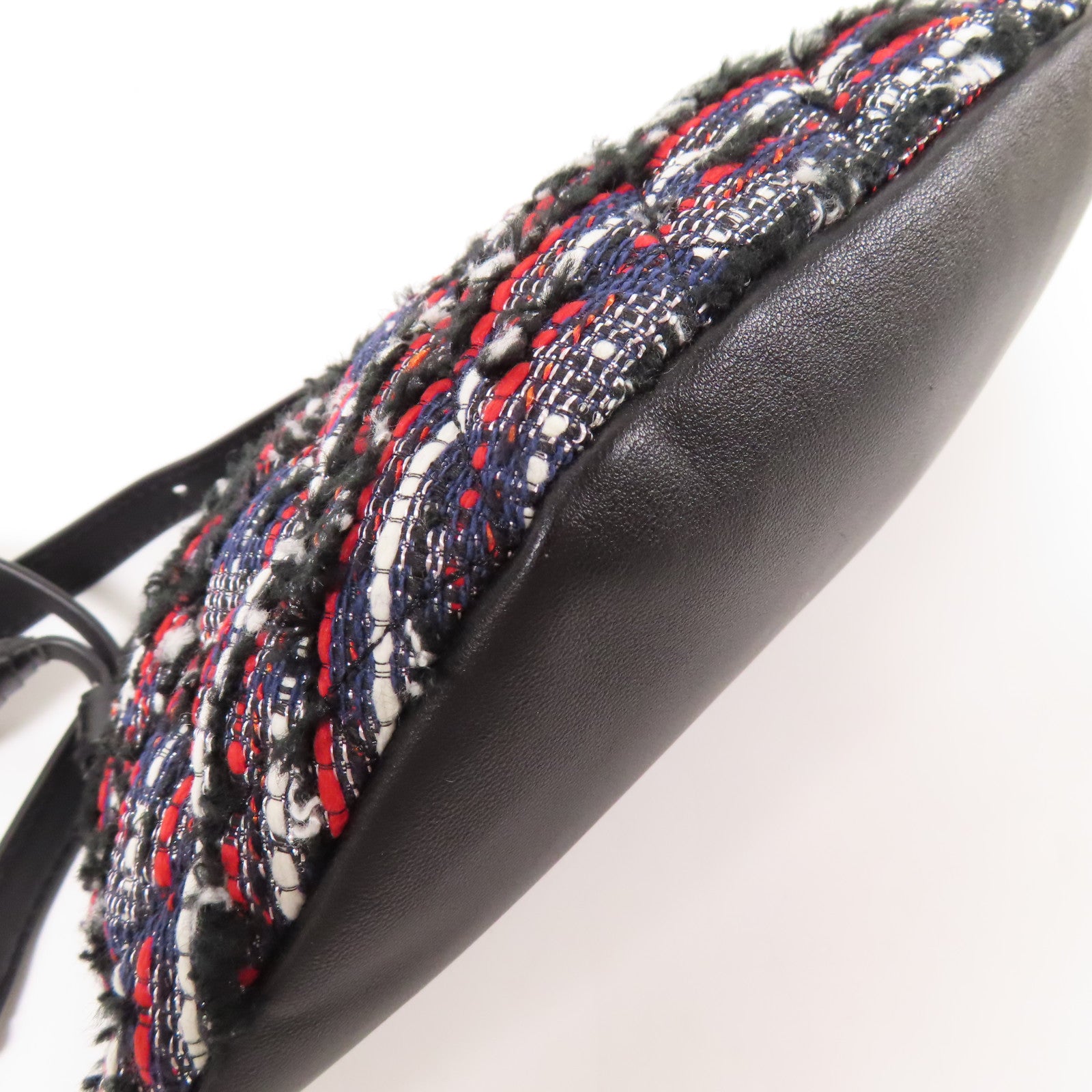 Tweed/皮革Waist Bag銀扣腰包