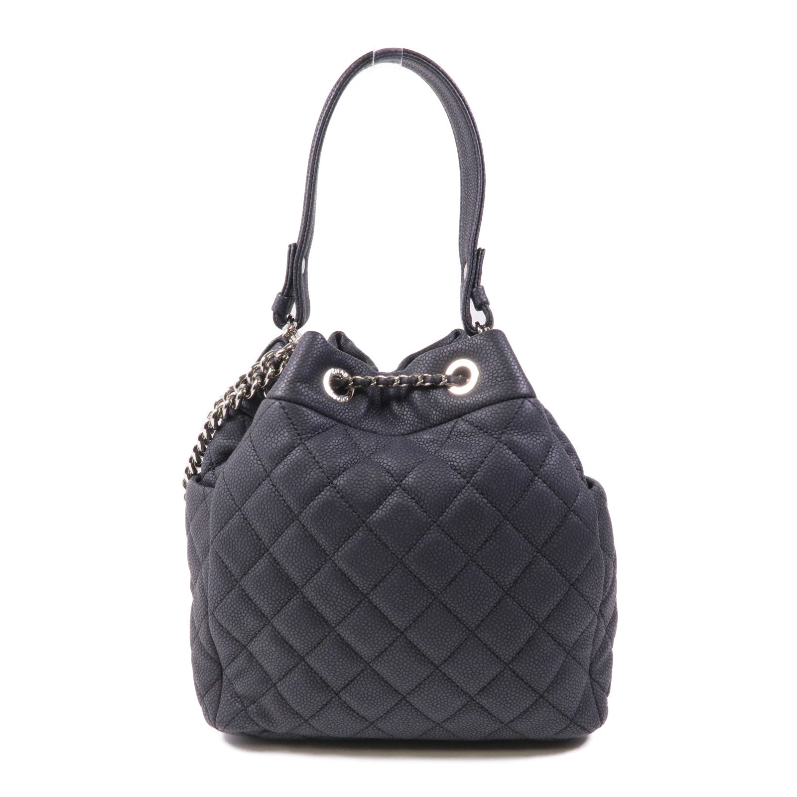 CHANEL 牛皮皮革Chain Shoulder銀扣鏈帶肩背袋