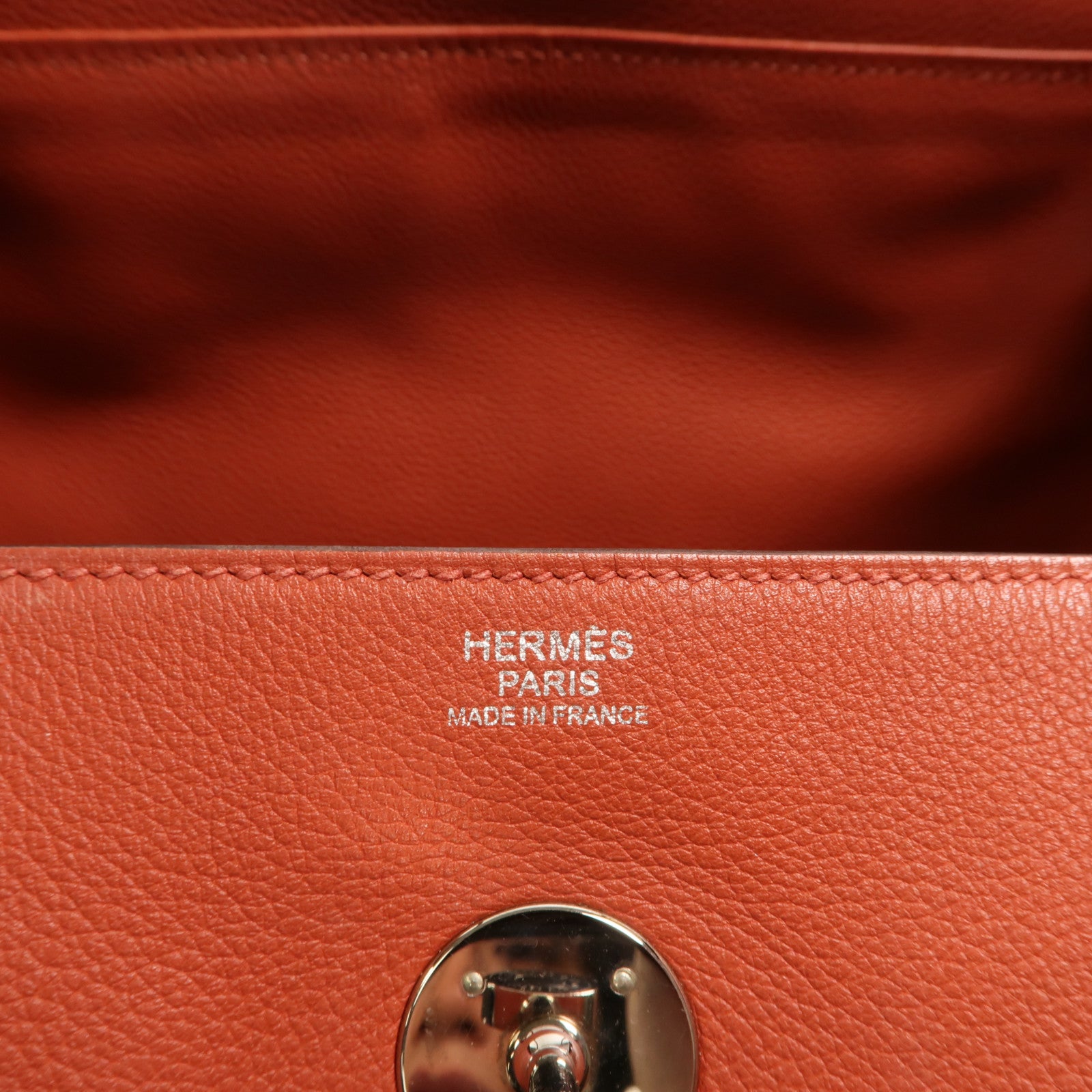 HERMES Evercolor皮革Lindy 30銀扣手挽肩背兩用袋Brique