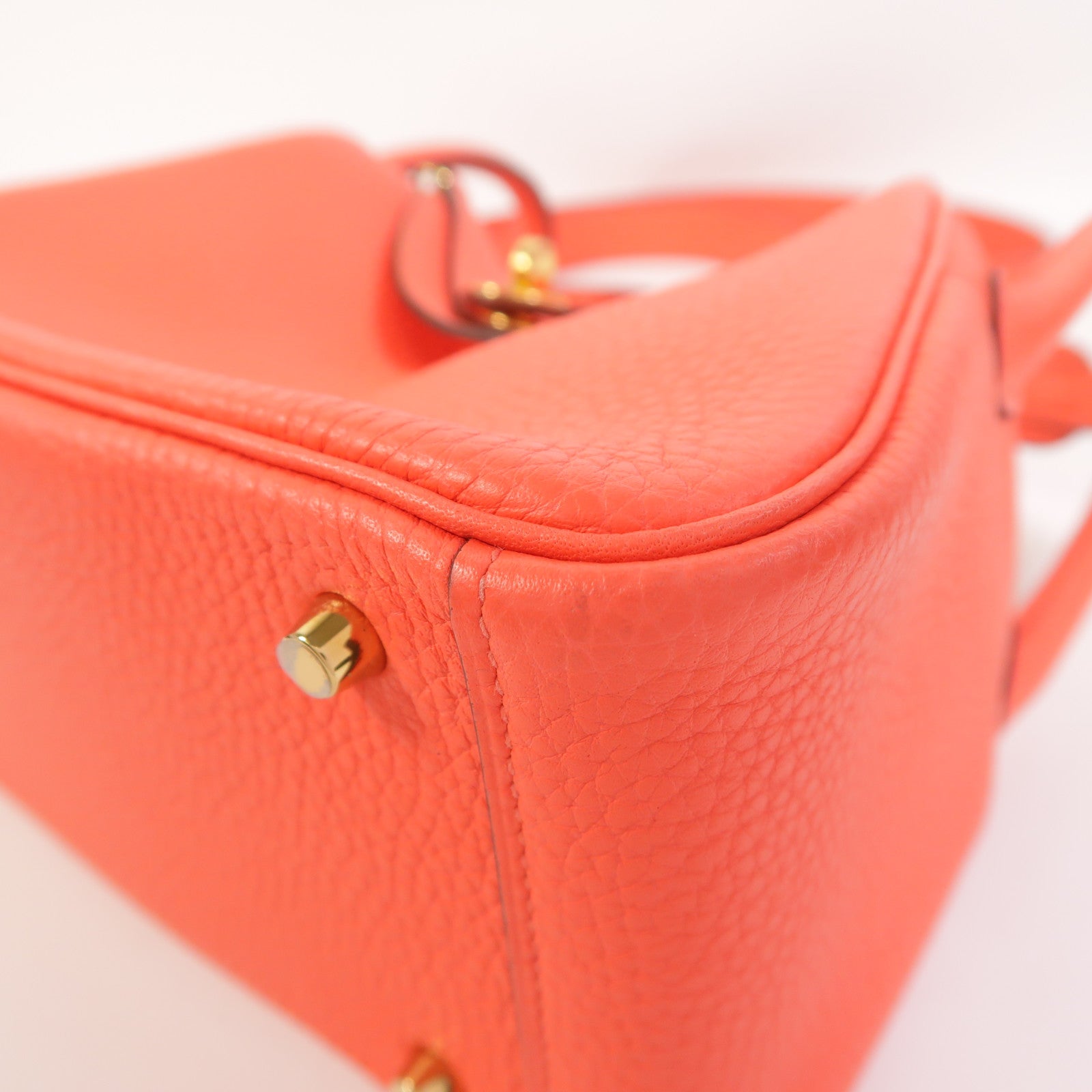 HERMES Clemence皮革Mini Lindy金扣手挽肩背兩用袋Rose Texas