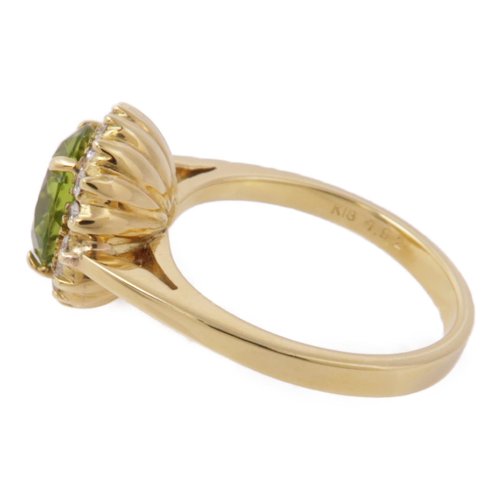 JEWELRY 18K黃金Peridot/Diamond Ring橄欖石/鑽石戒指US#4.75