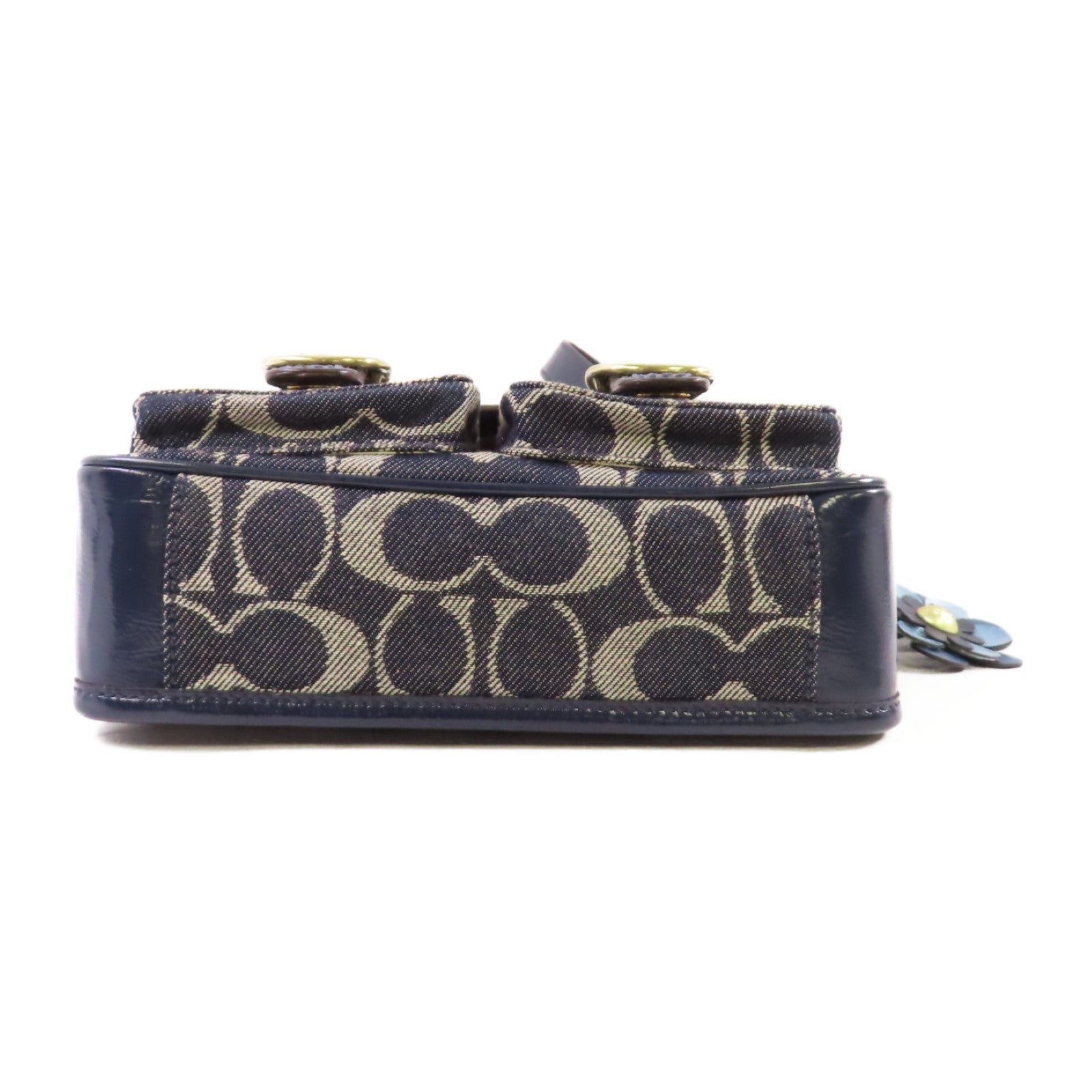 COACH 帆布Shoulder Bag金扣肩背袋藍色