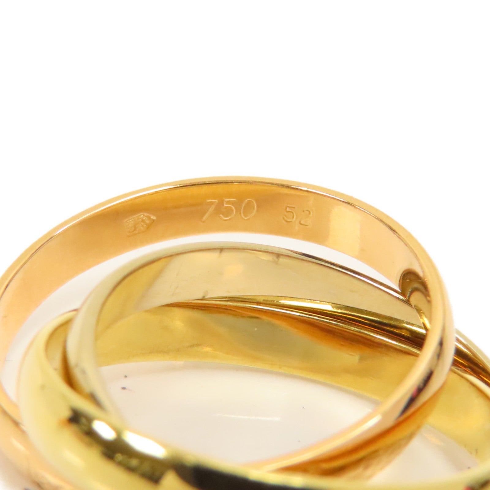 CARTIER 18K黄金/玫瑰金/白金Trinity Ring戒指US#6/Cartier#52