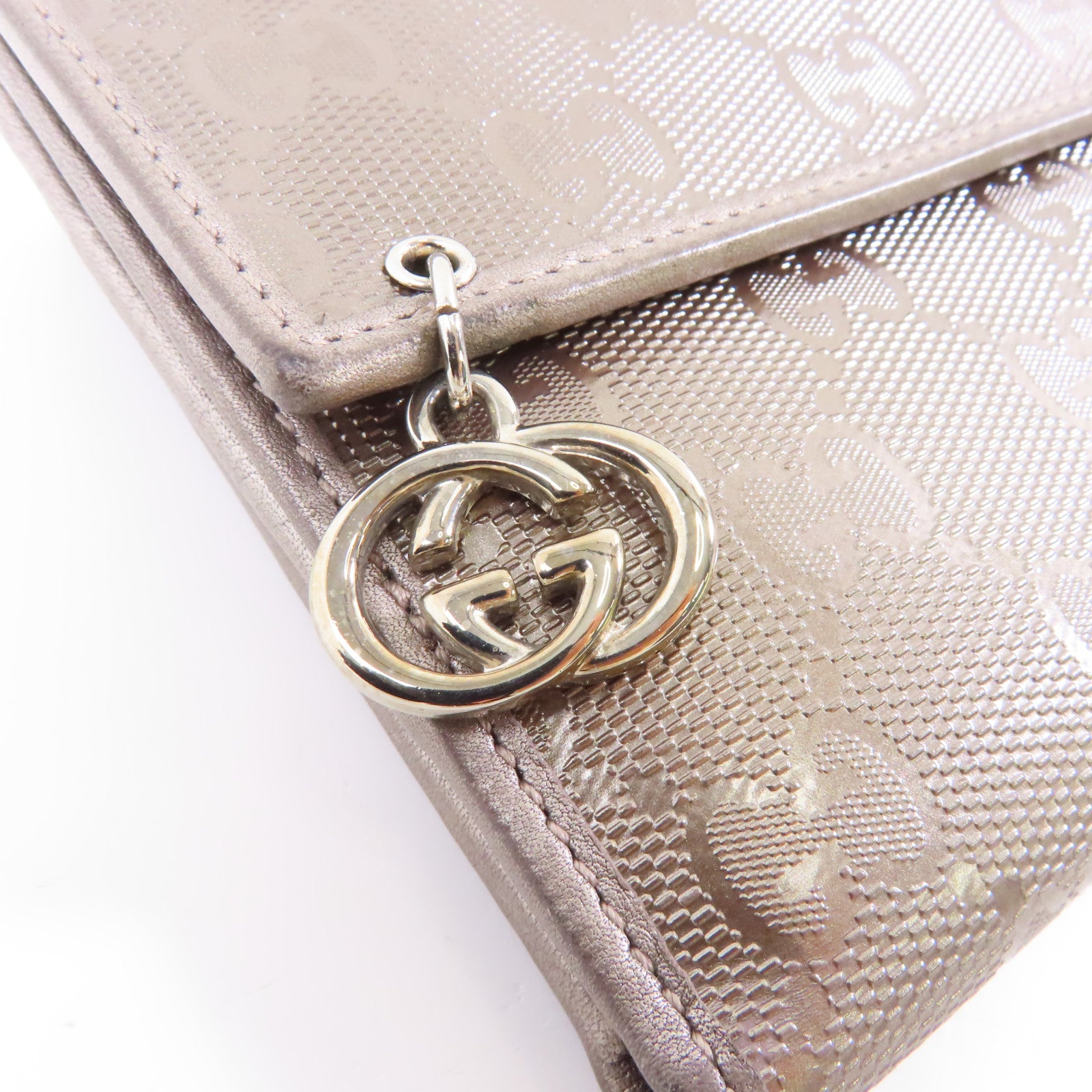 GUCCI 塗層帆布GG Imprime Wallet銀扣錢包銅色