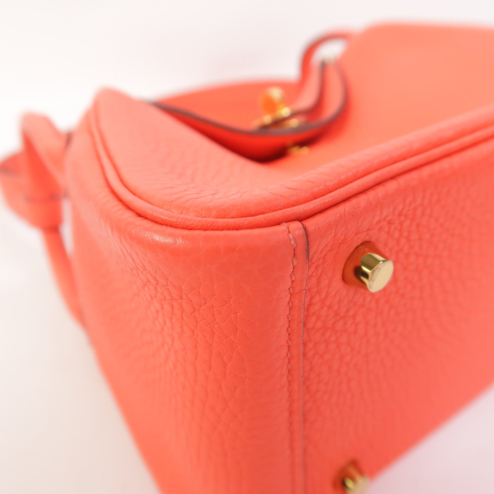 HERMES Clemence皮革Mini Lindy金扣手挽肩背兩用袋Rose Texas