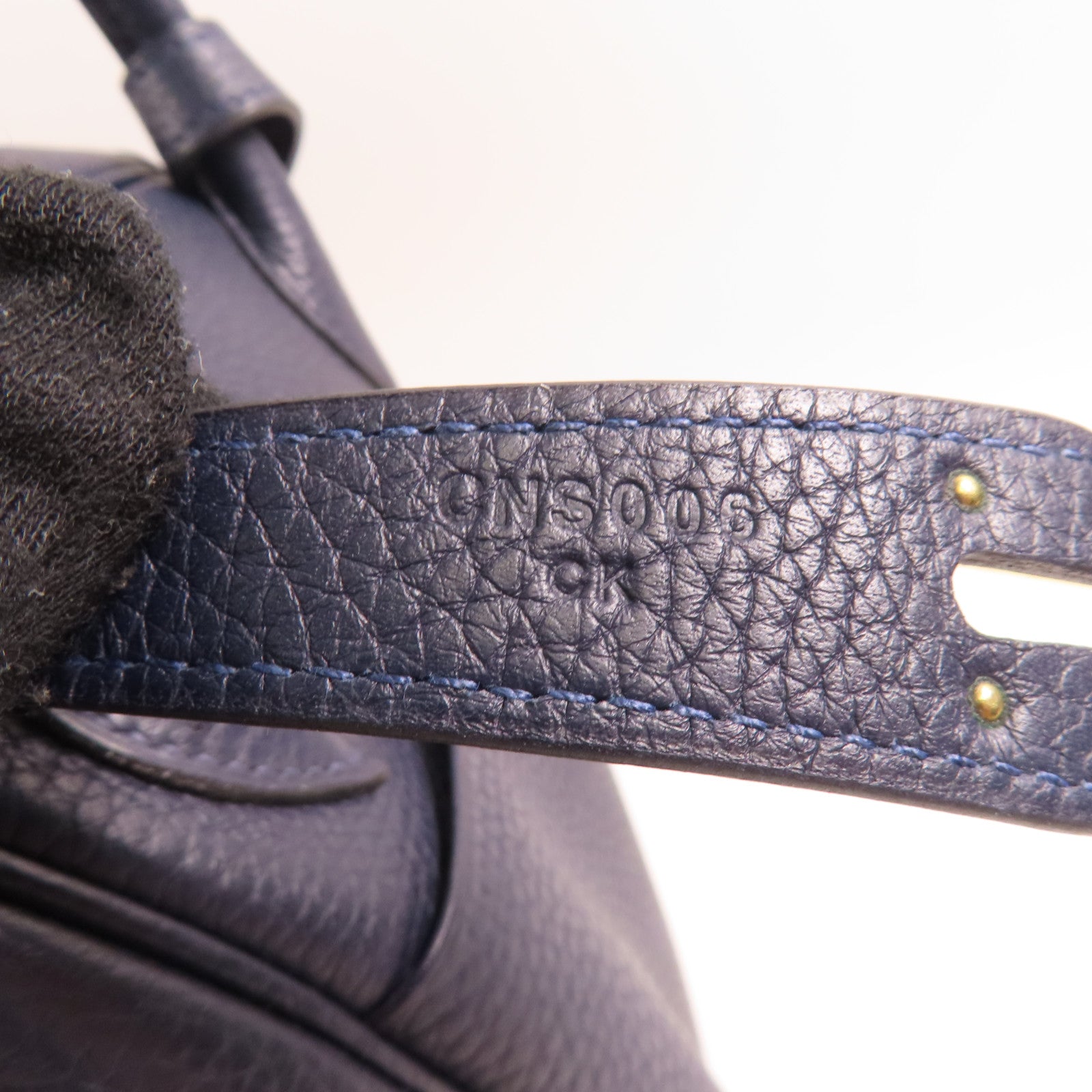 HERMES Clemence皮革Lindy 30金扣手挽肩背兩用袋Blue Nait