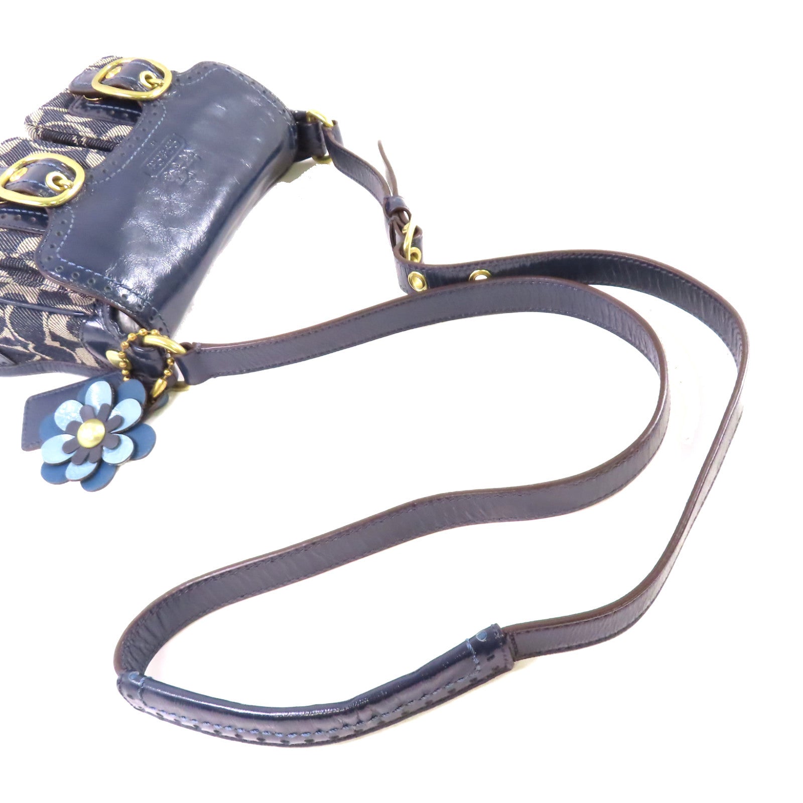 COACH 帆布Shoulder Bag金扣肩背袋藍色