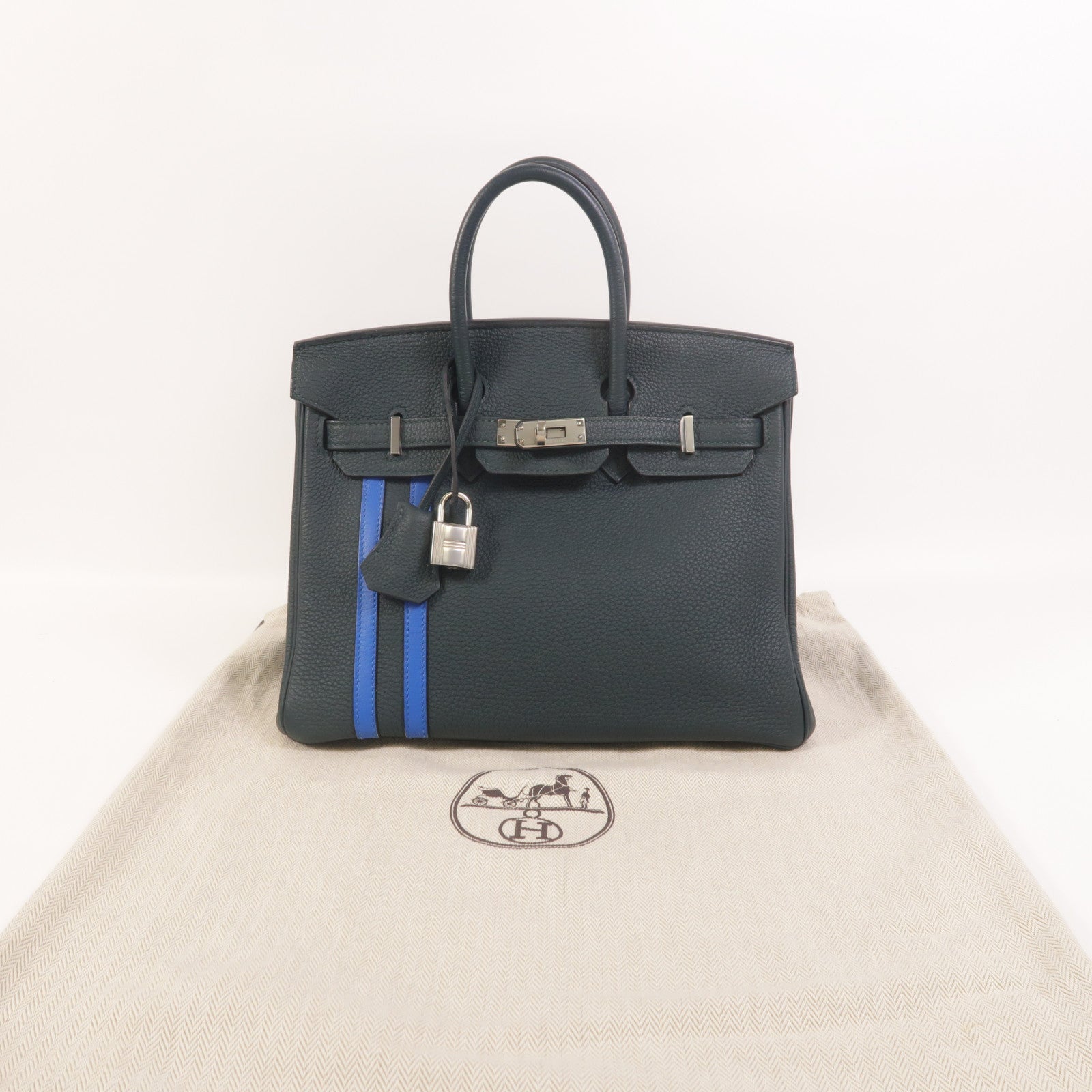 HERMES Togo皮革Birkin 25 2018 Limited Edition手挽袋Vert Cypress/Bleu Zellige