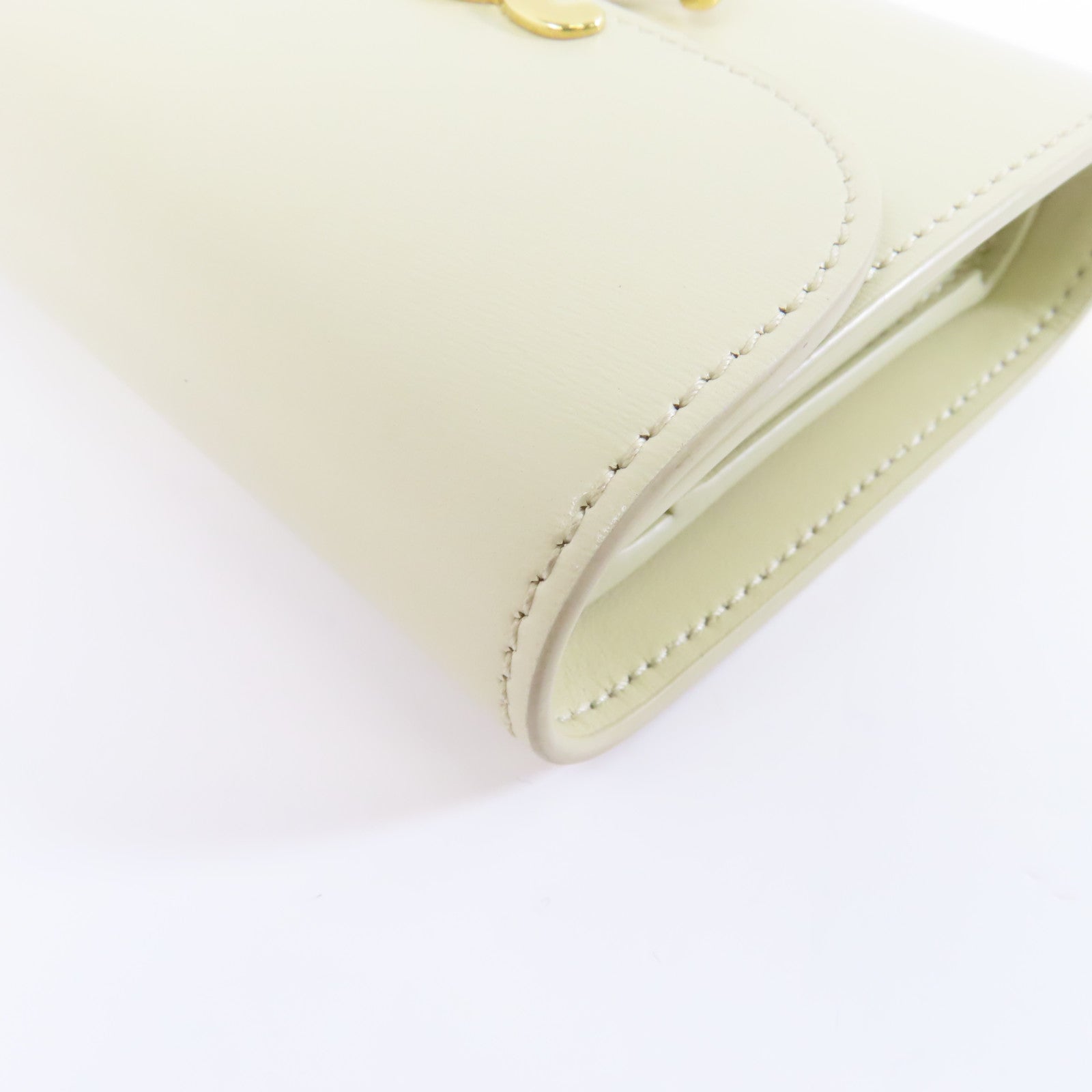 CELINE 牛皮皮革Wallet金扣錢包米色