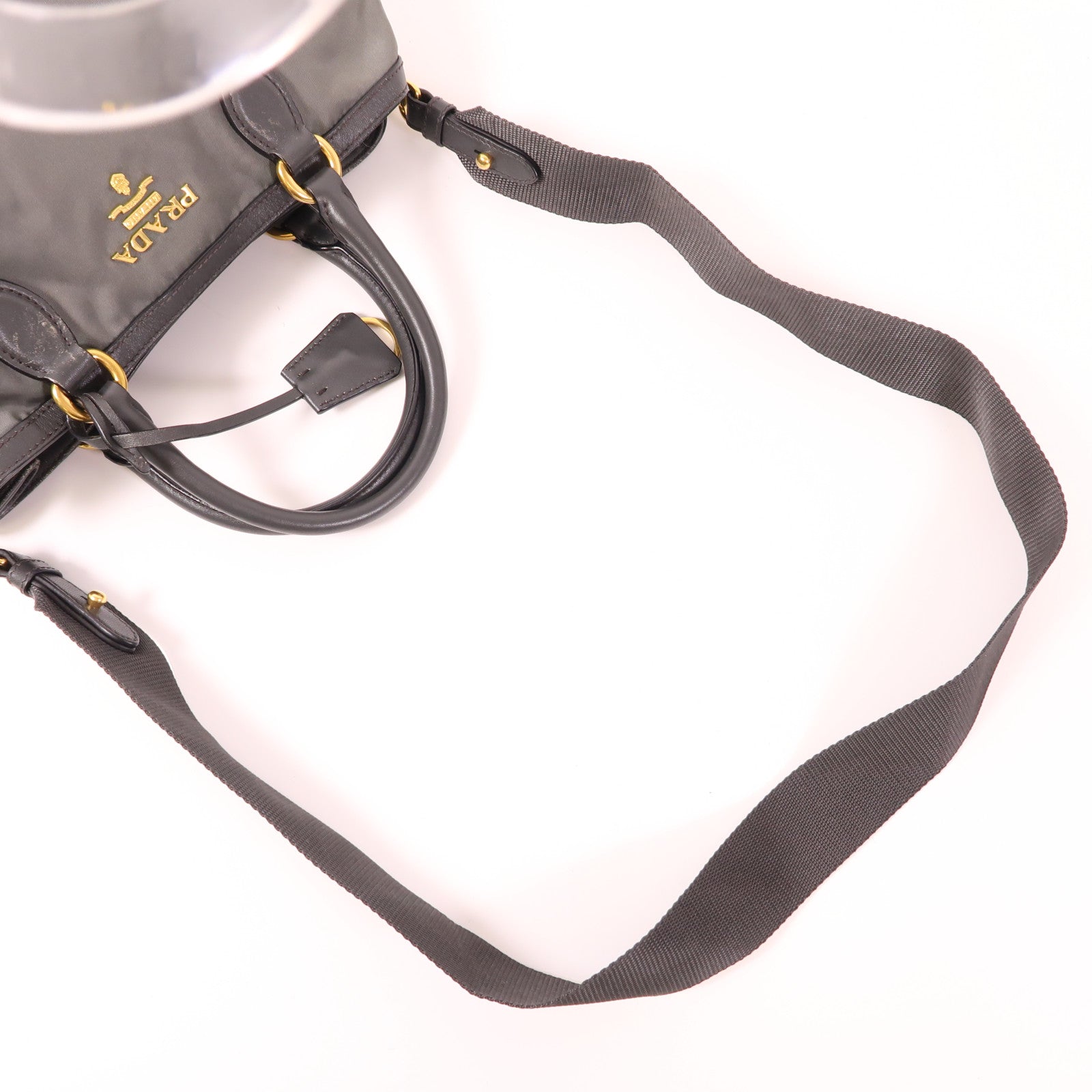 PRADA 帆布2 Way Shoulder金扣手挽肩背兩用袋