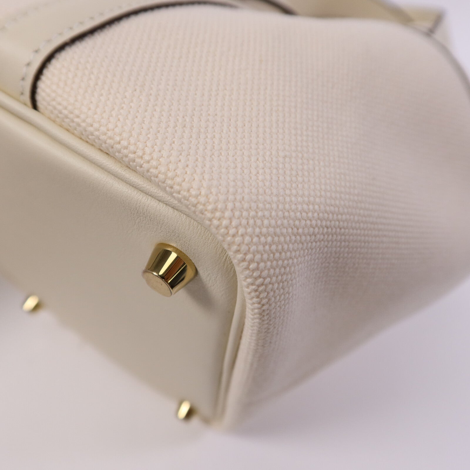 HERMES Swift皮革/帆布Picotin PM金扣手挽袋