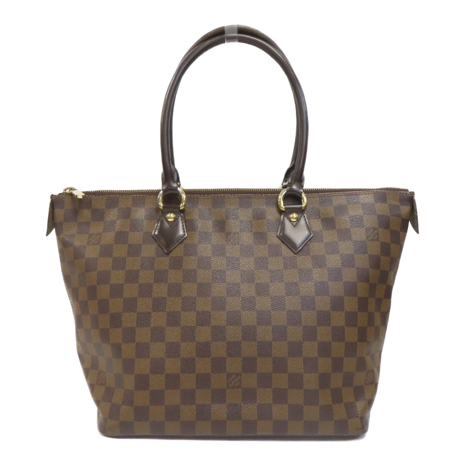 LOUIS VUITTON Damier Saleya MM金扣肩背袋啡色
