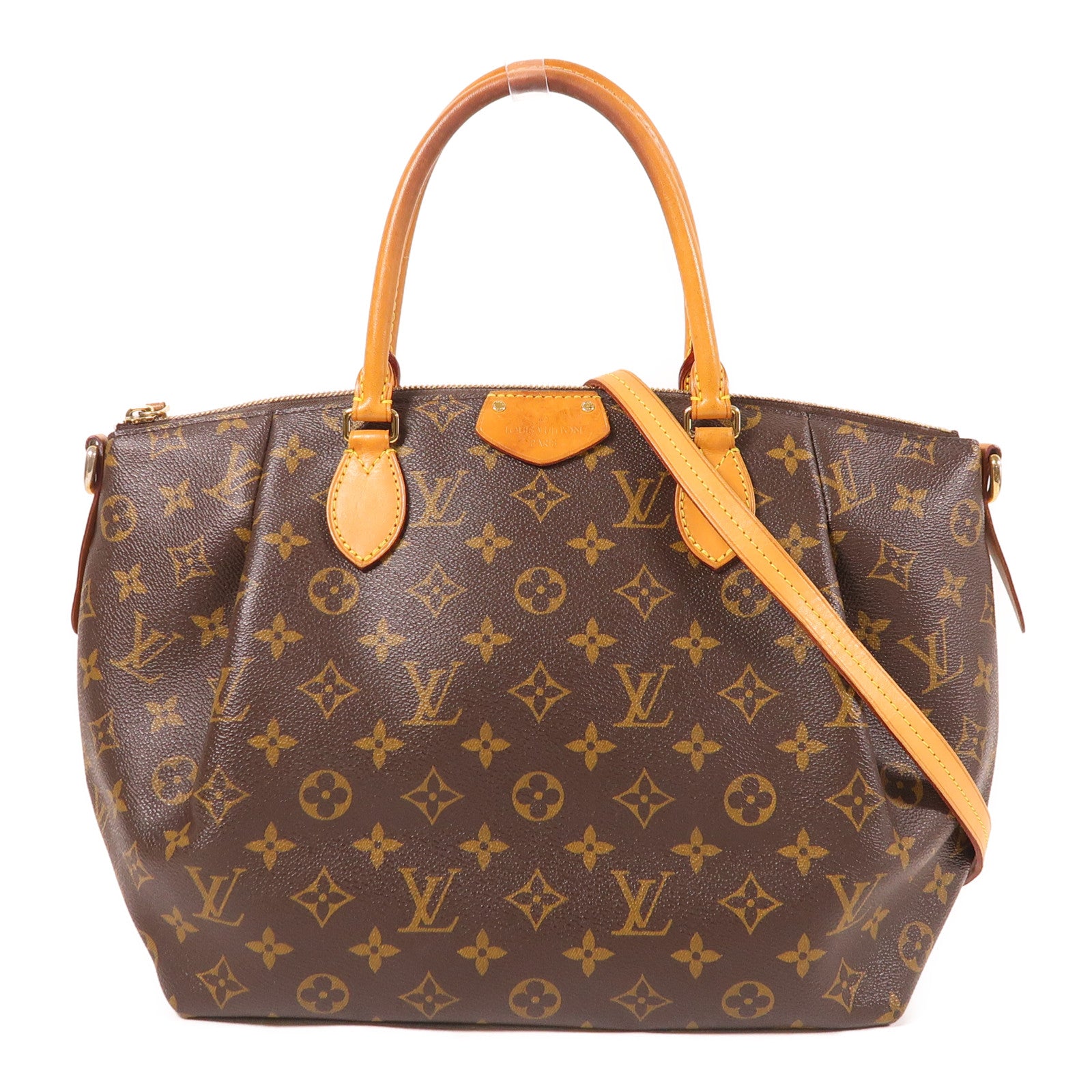 LOUIS VUITTON Monogram Turenne MM金扣手挽肩背兩用袋棕色