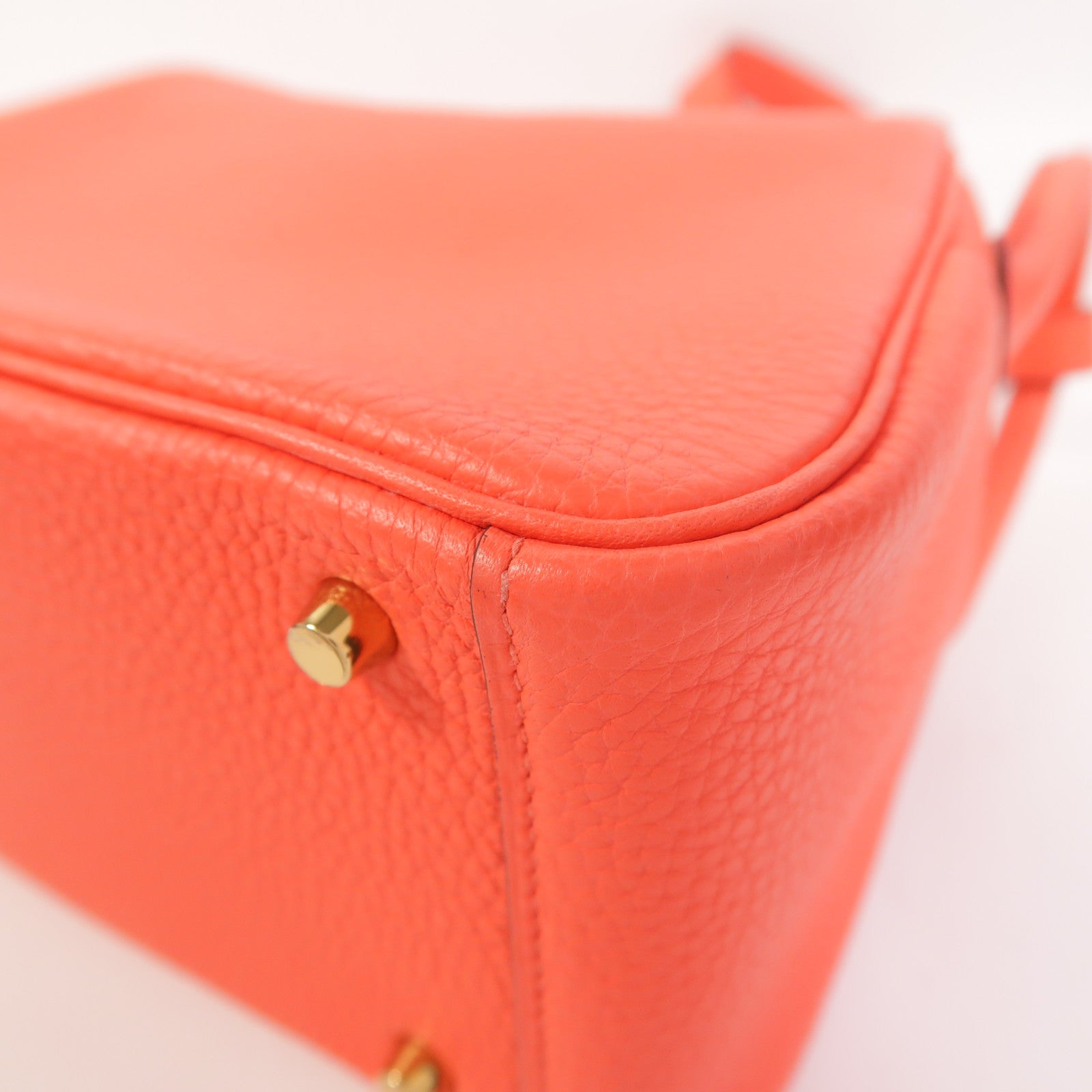 HERMES Clemence皮革Mini Lindy金扣手挽肩背兩用袋Rose Texas