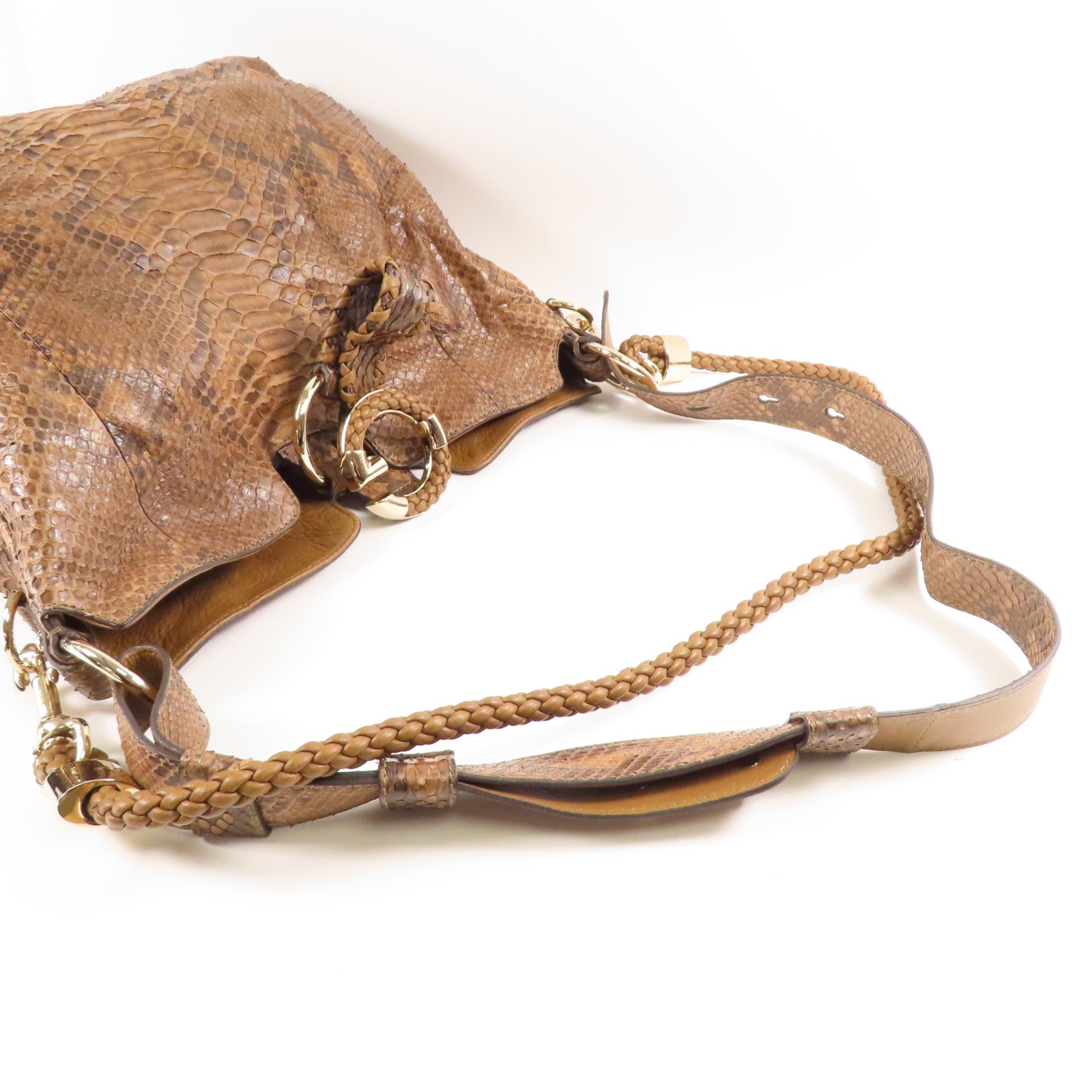 GUCCI 蛇皮皮革銀扣手挽肩背兩用袋