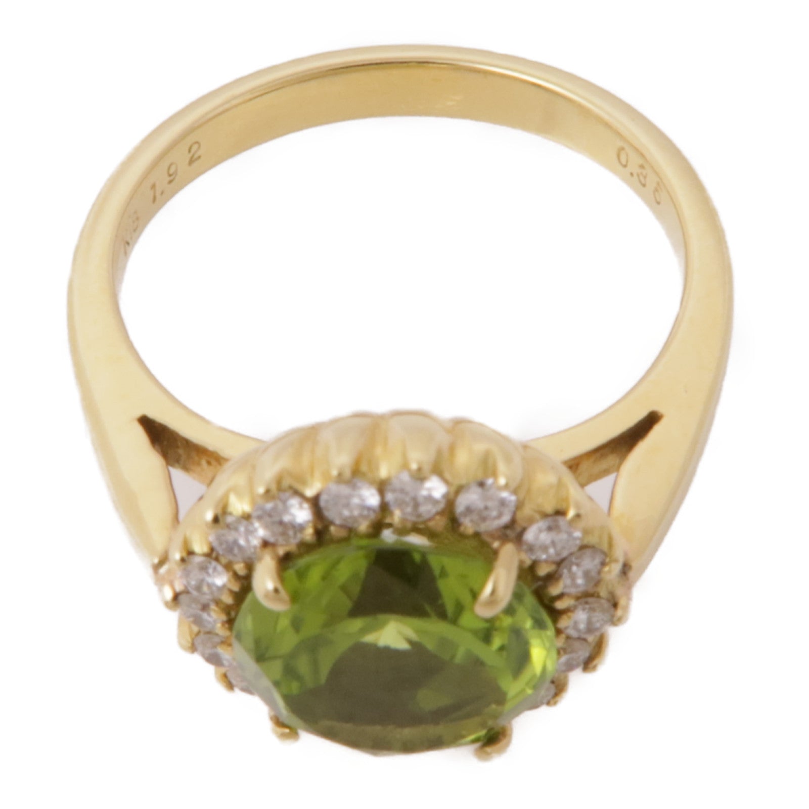 JEWELRY 18K黃金Peridot/Diamond Ring橄欖石/鑽石戒指US#4.75