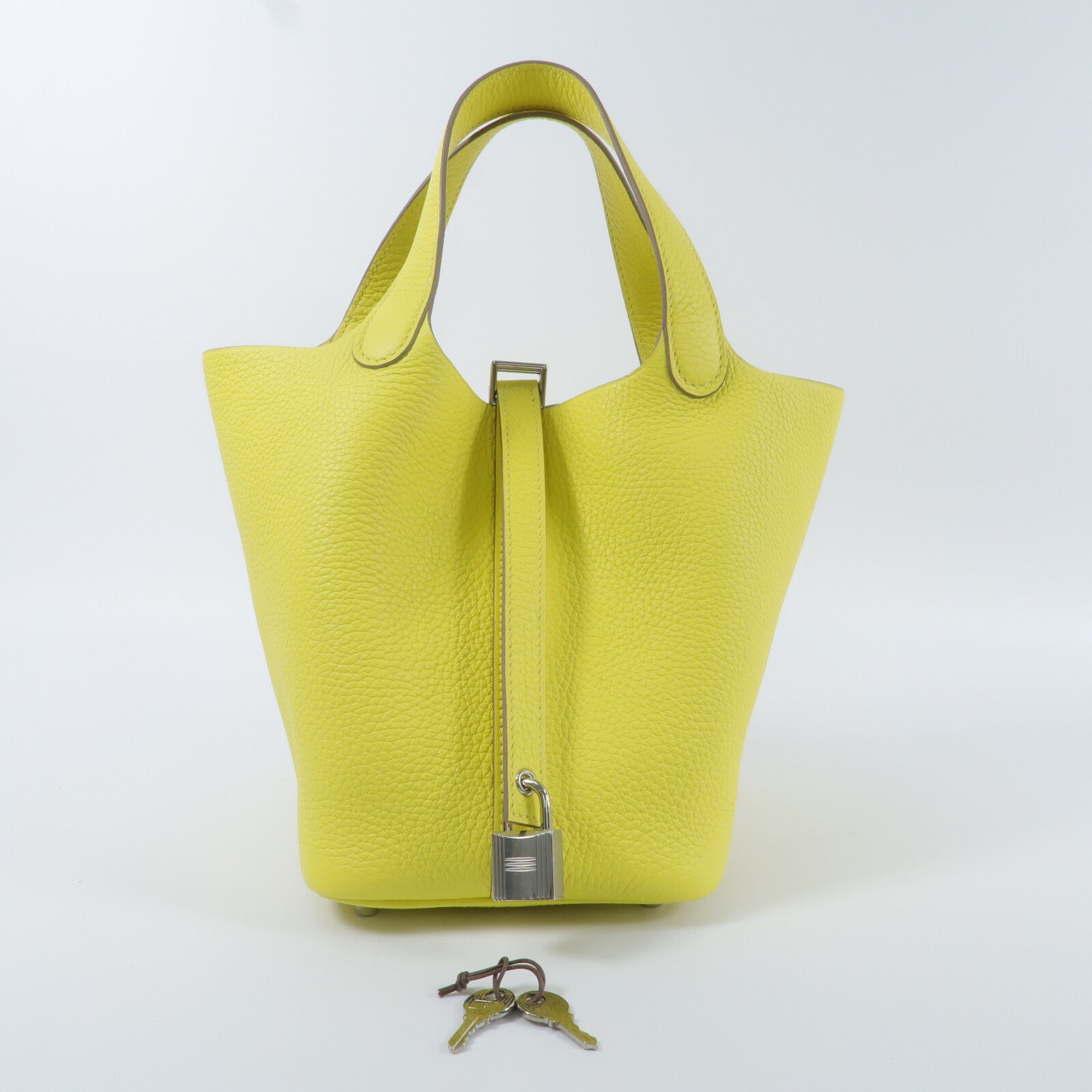 HERMES Clemence皮革Picotin PM手挽袋Jaune de Naples